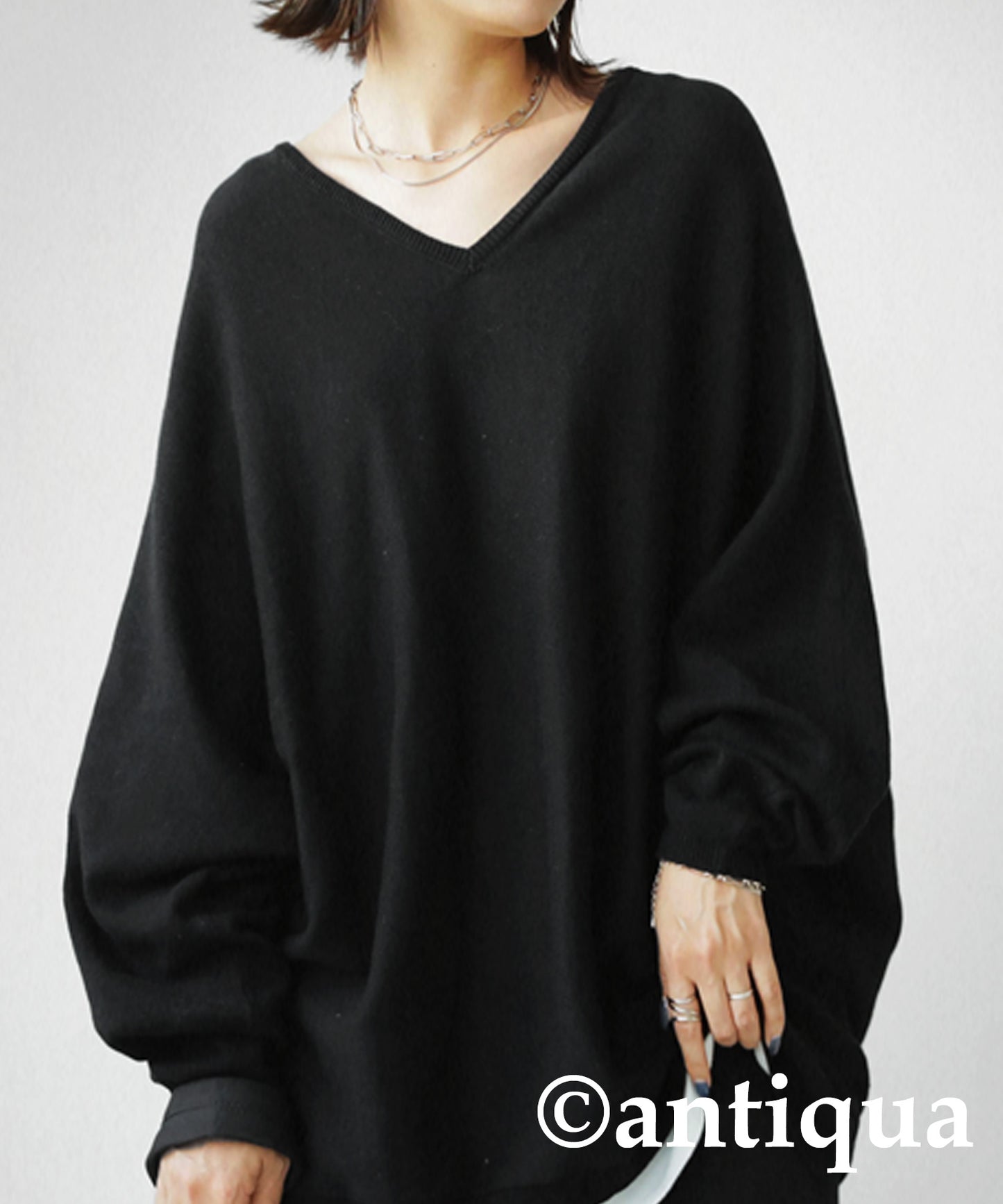 Ladies wide knitted tops long sleeve plain Cotton