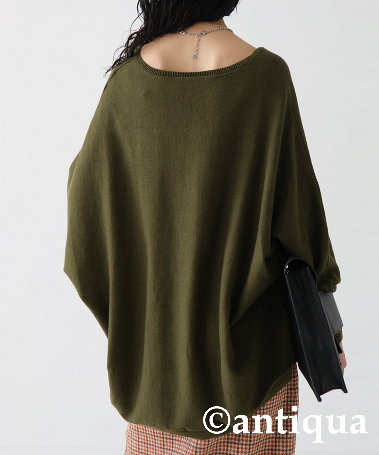 Ladies wide knitted tops long sleeve plain Cotton