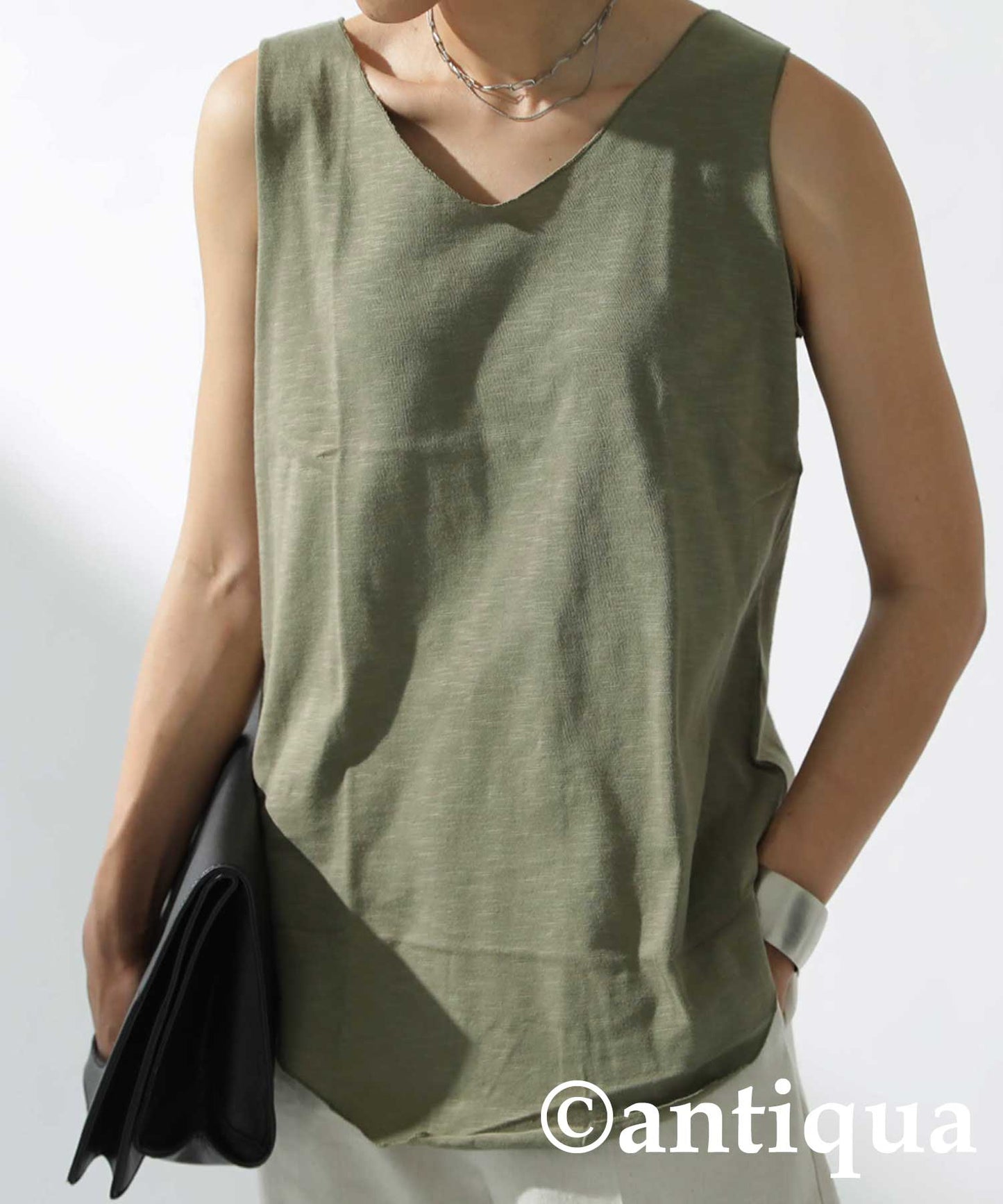 Slab fabric mellow Ladies Tank Tank Top Cotton 100%