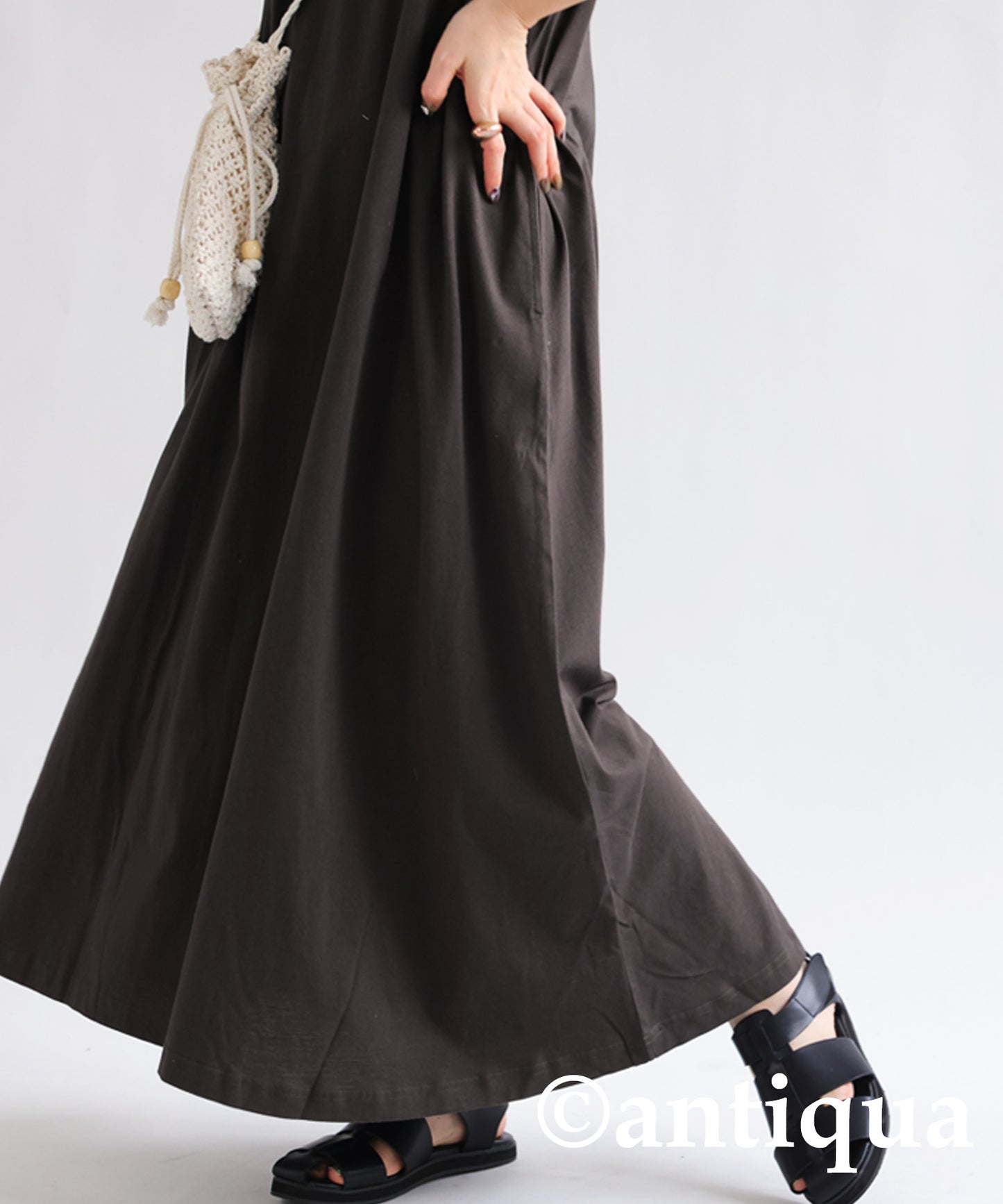 Cut sew casual Maxi length dress short sleeve cotton 100%