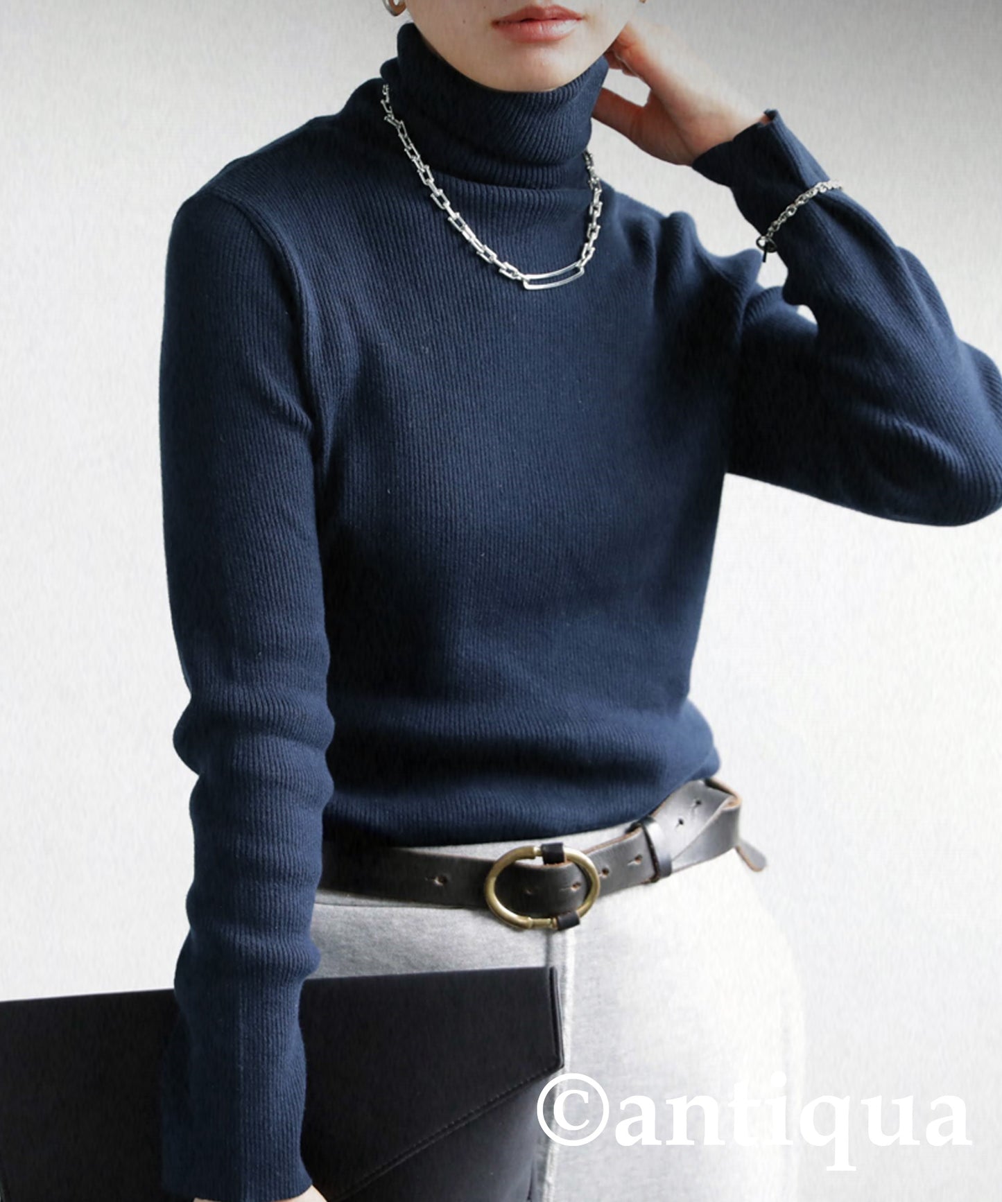 Ladies turtleneck sweater Long Sleeve Cotton plain