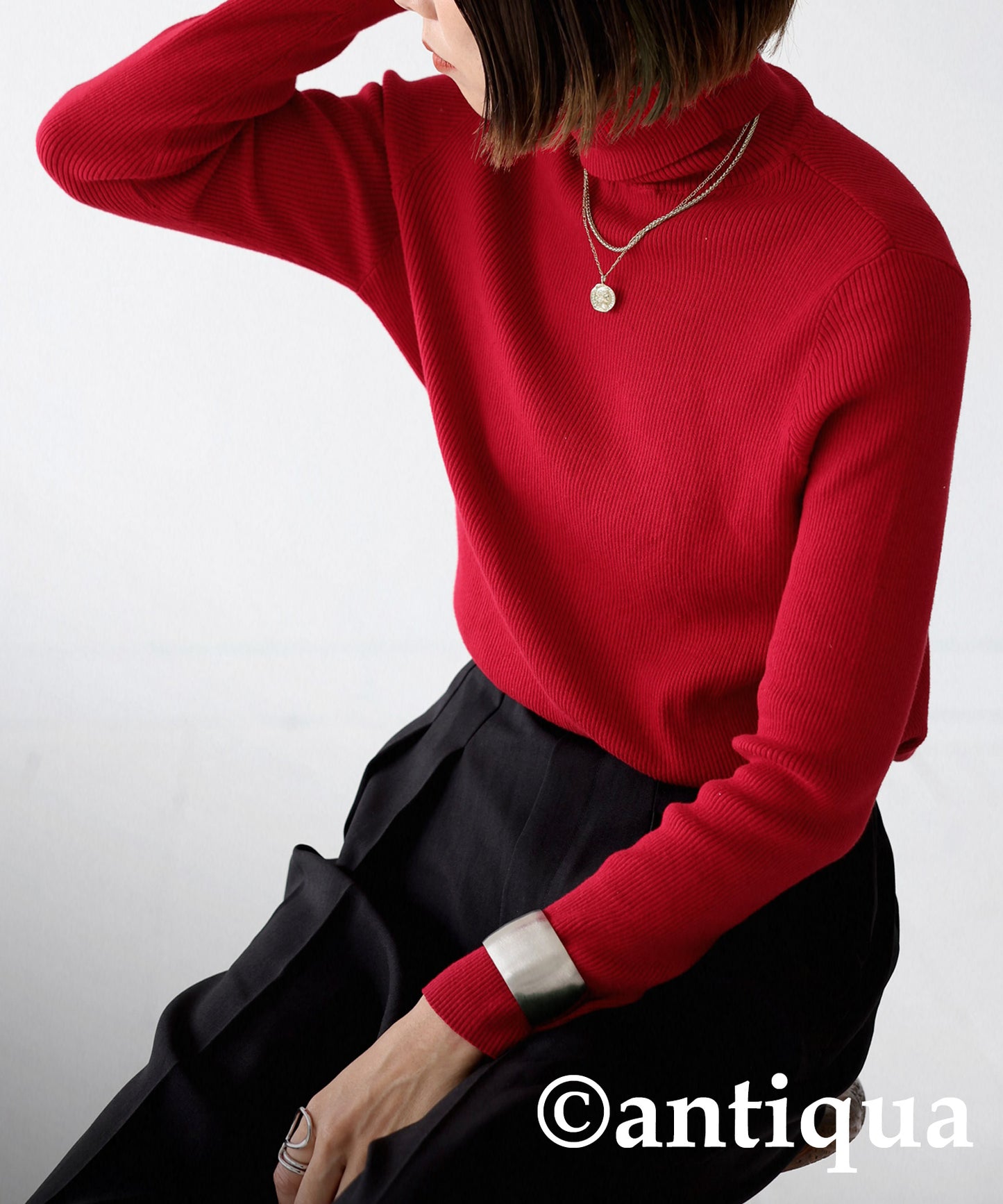 Ladies turtleneck sweater Long Sleeve Cotton plain