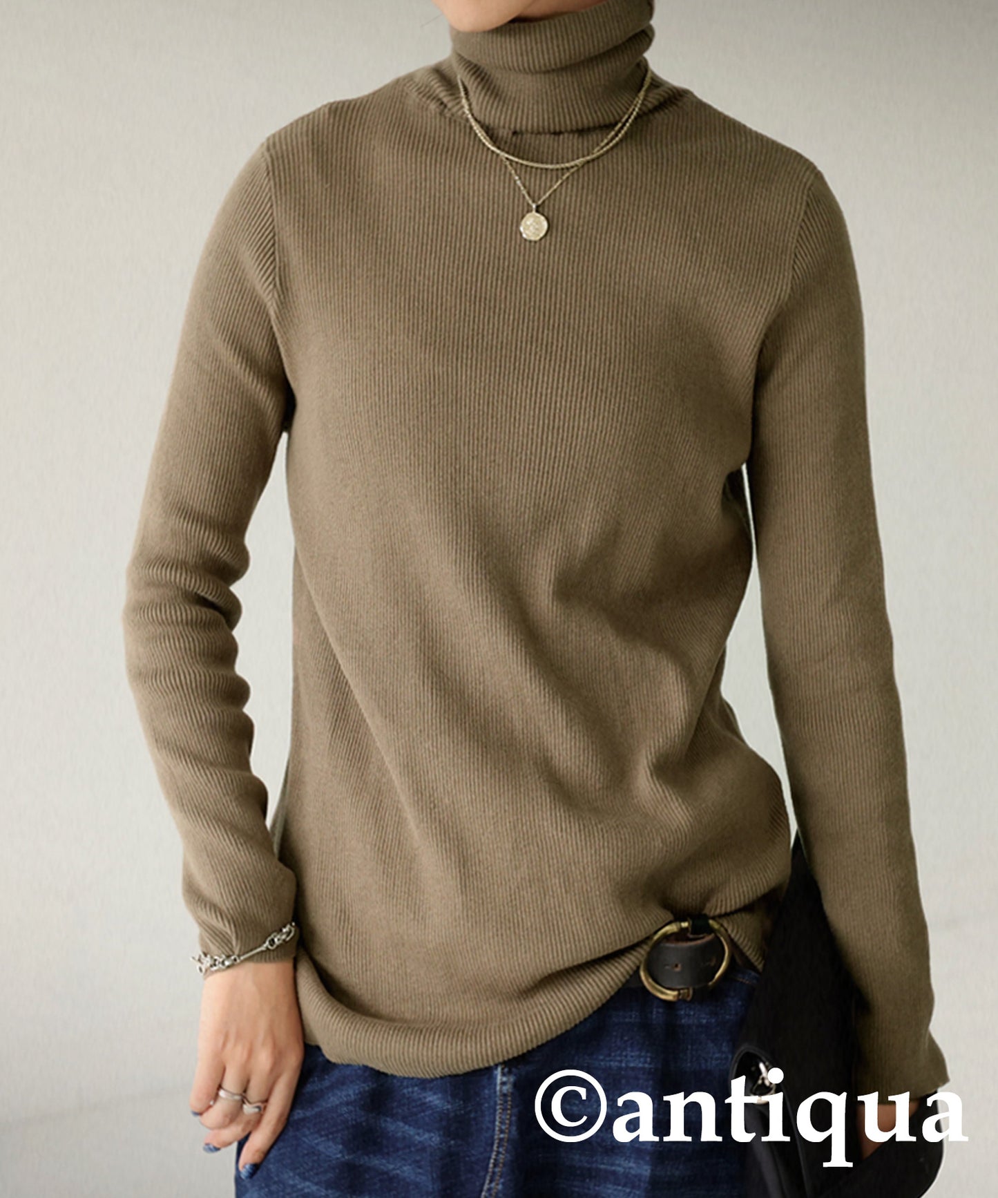 Ladies turtleneck sweater Long Sleeve Cotton plain