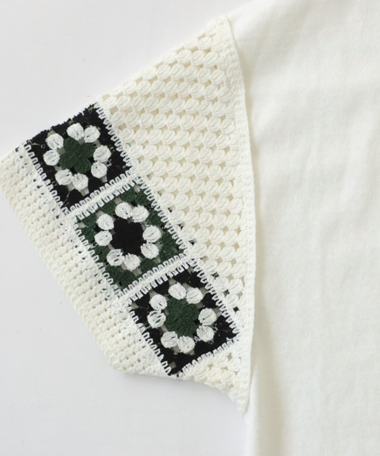 Openwork knitting Designed Sleeve Ladies Tops T -shirt