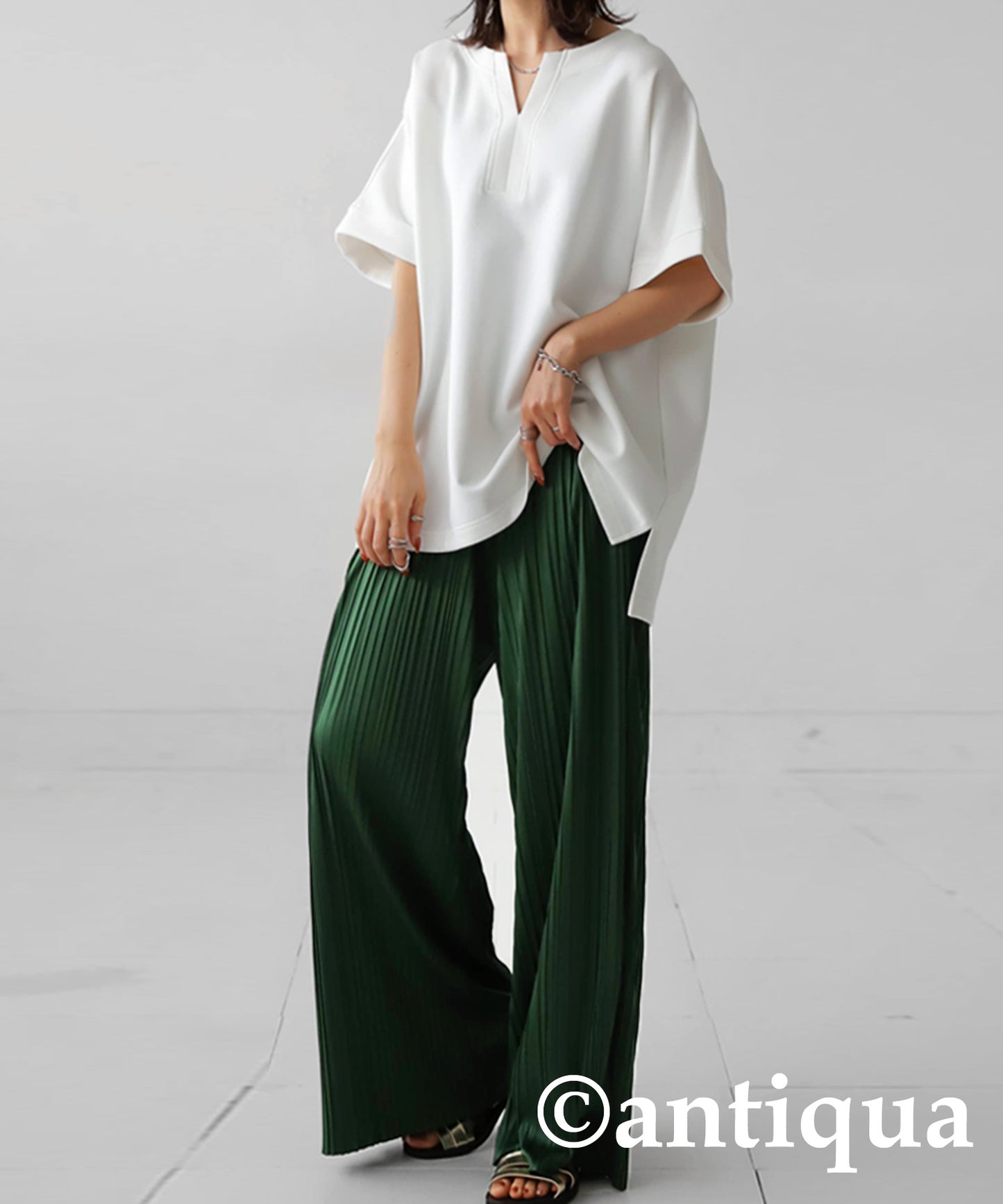 Ponte fabric caftan Ladies Tops Short Sleeve solid color