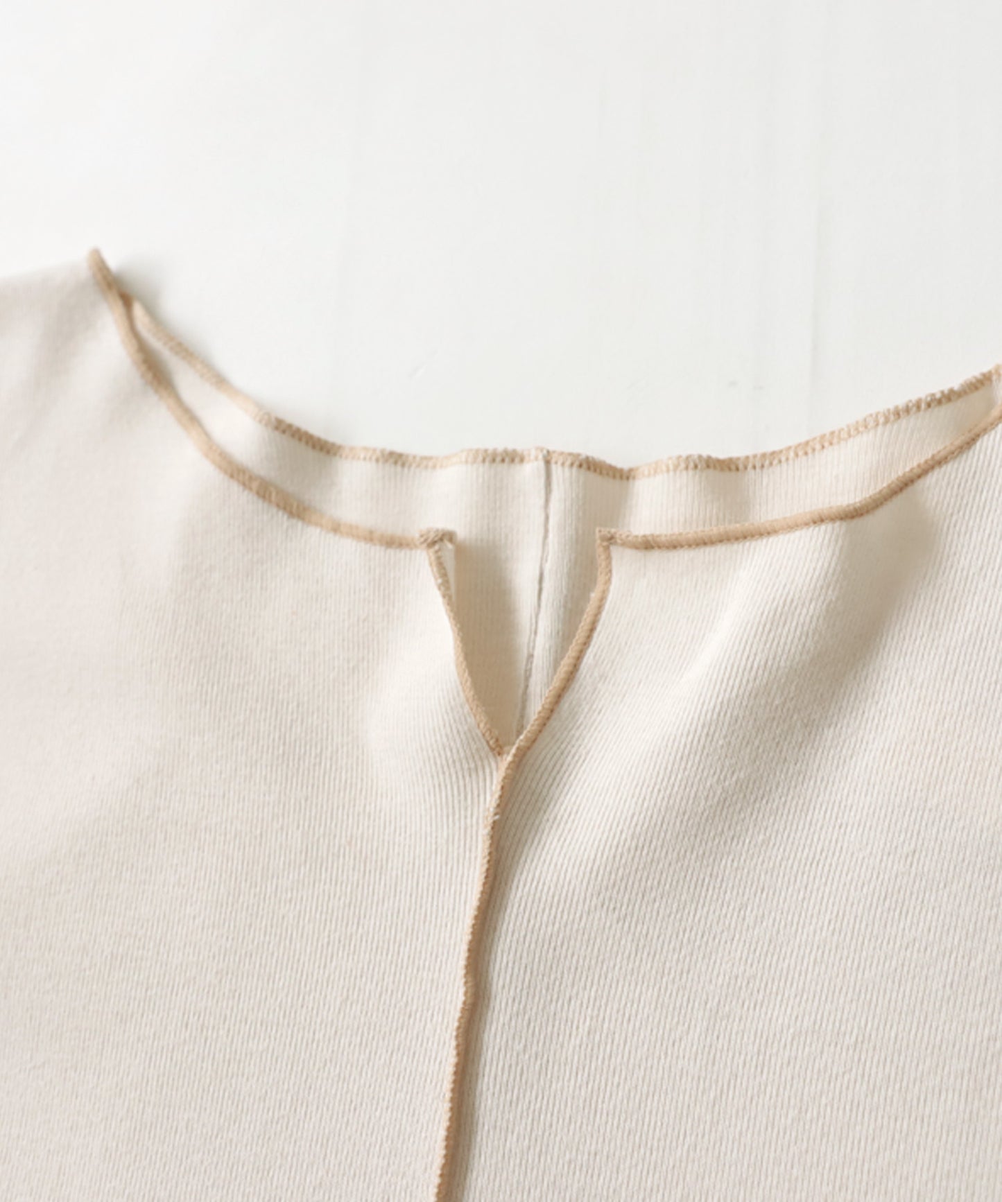 Circular rib fabric Tops Long-sleeved Ladies T-shirt Cotton 100%