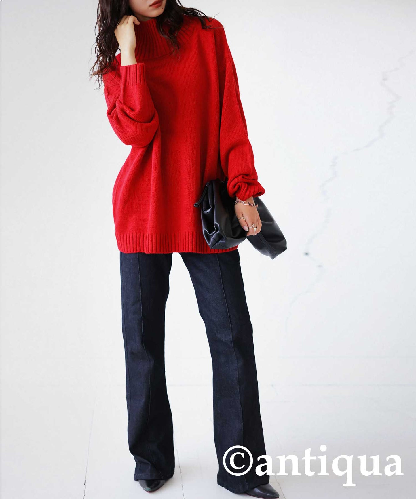 Simple high neck knit Ladies