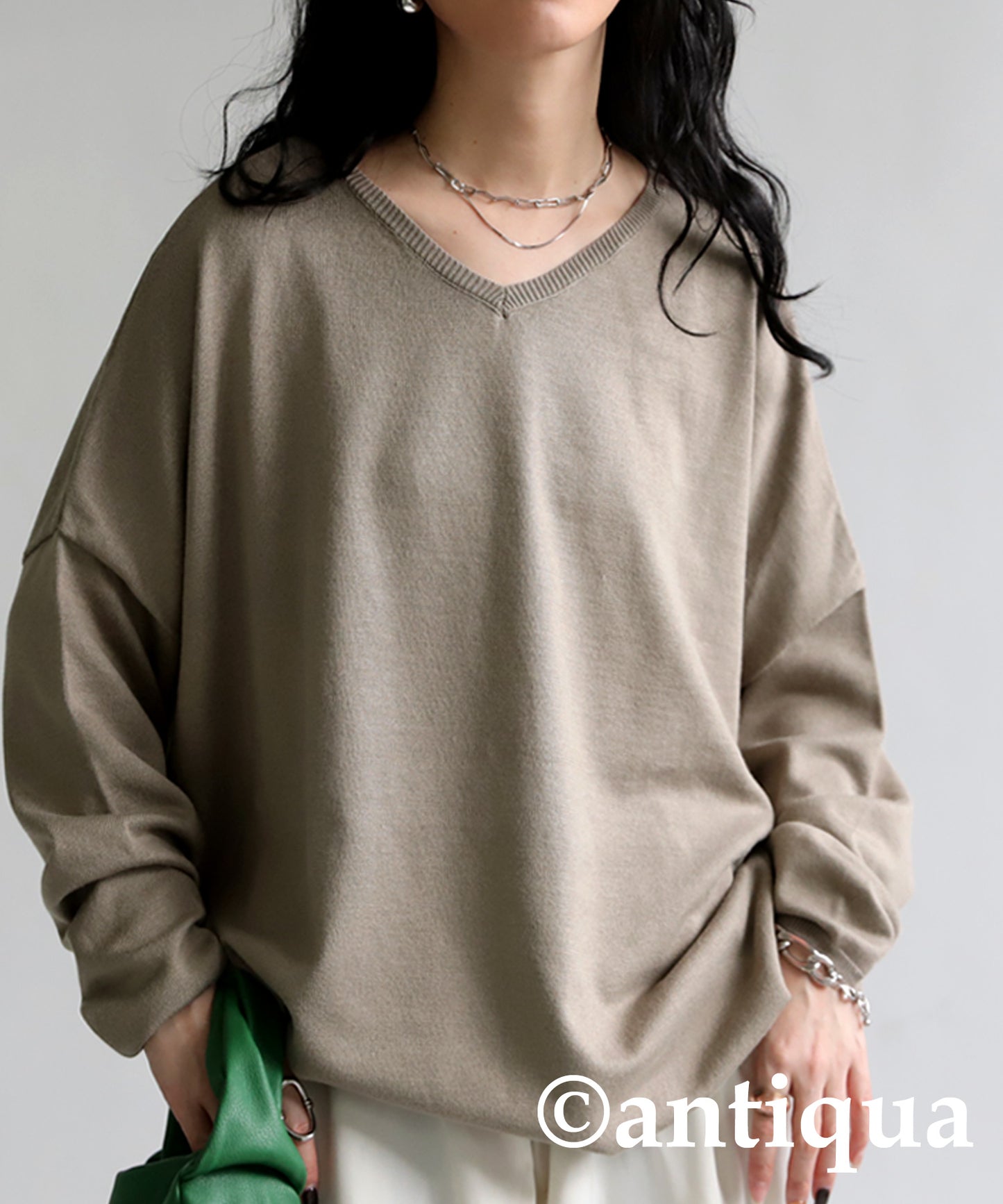 Function material knit tops long sleeves Ladies knit tops