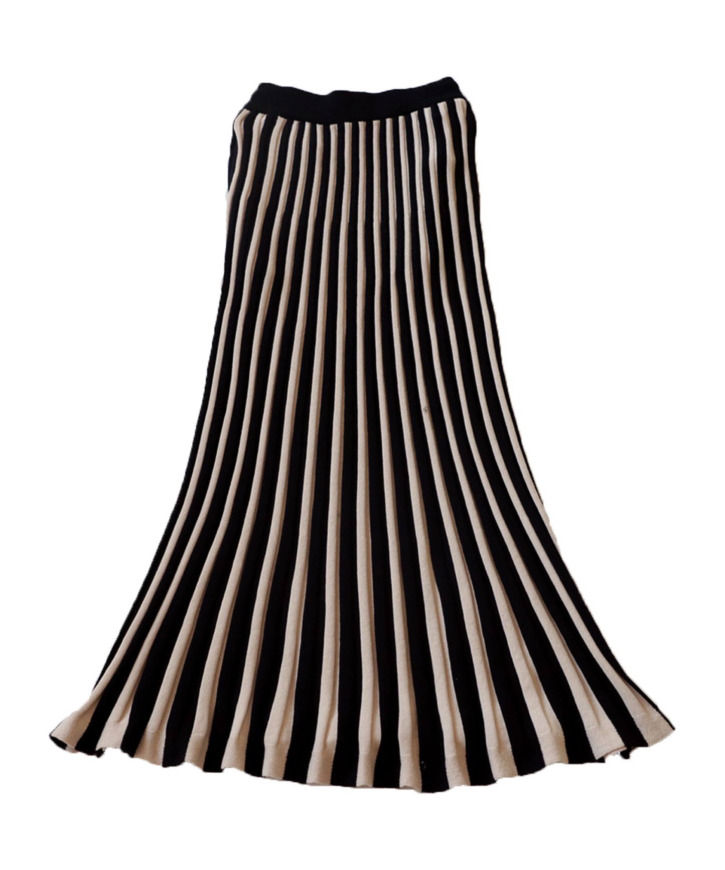 Ladies Knitted long flare skirt vertical stripes