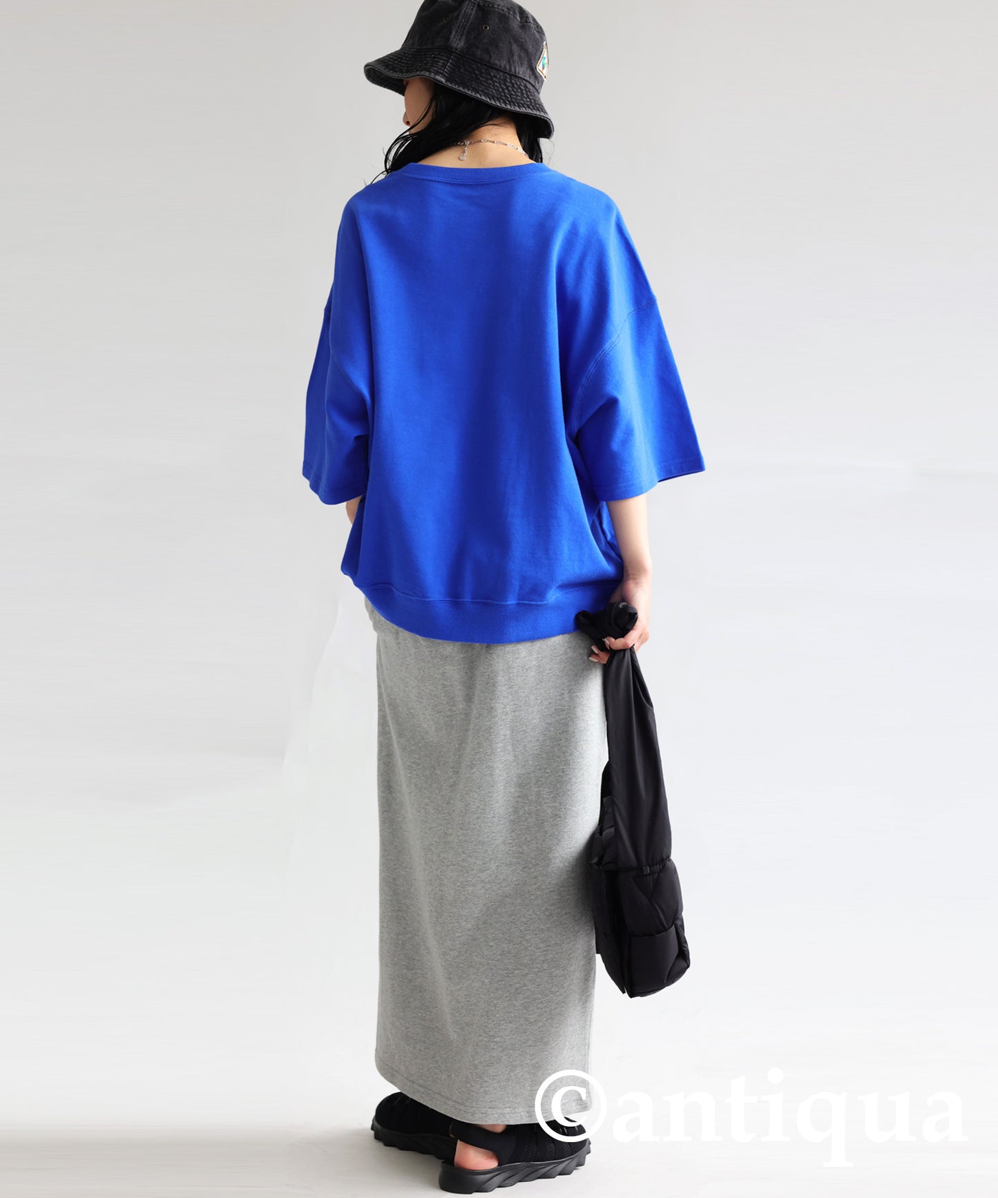 pile fabric Ladies Long skirt bicolor