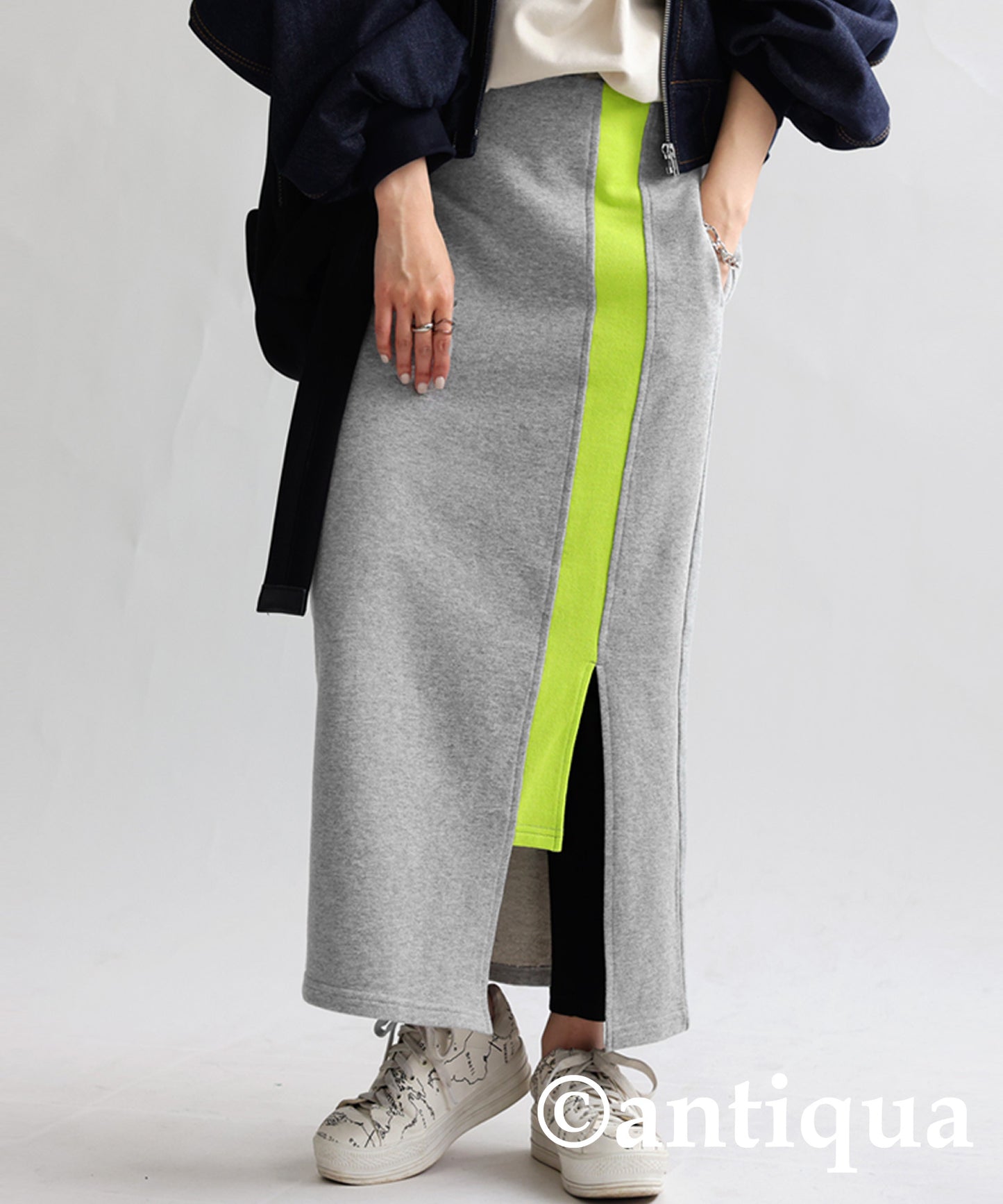 pile fabric Ladies Long skirt bicolor