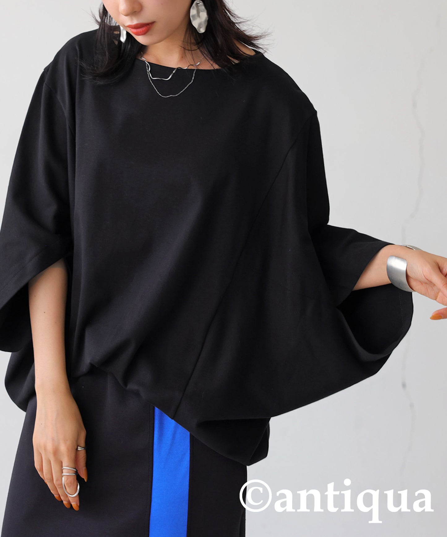 100%Cotton Boat Neck Dolman Tops Ladies