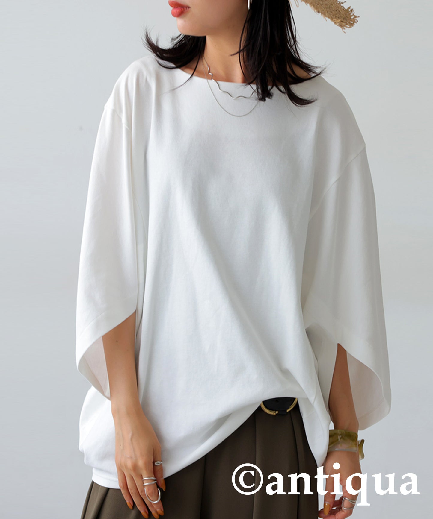 100%Cotton Boat Neck Dolman Tops Ladies