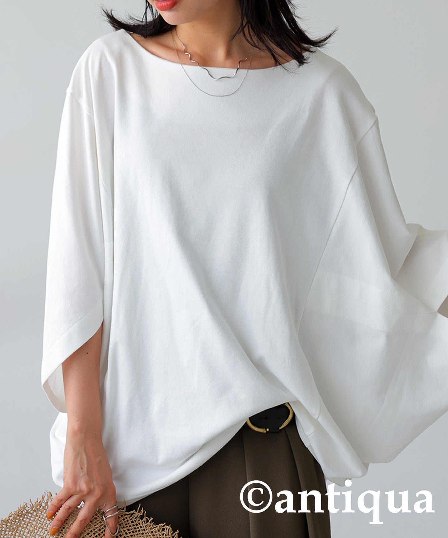 100%Cotton Boat Neck Dolman Tops Ladies