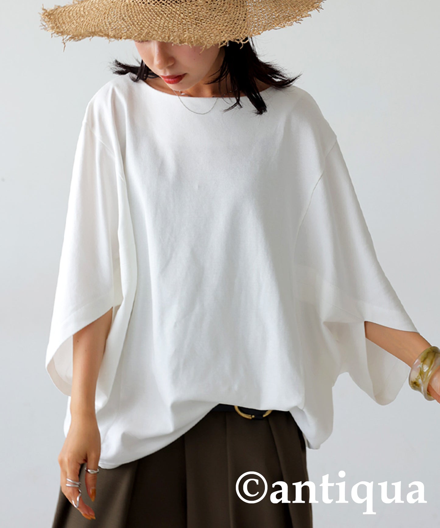 100%Cotton Boat Neck Dolman Tops Ladies