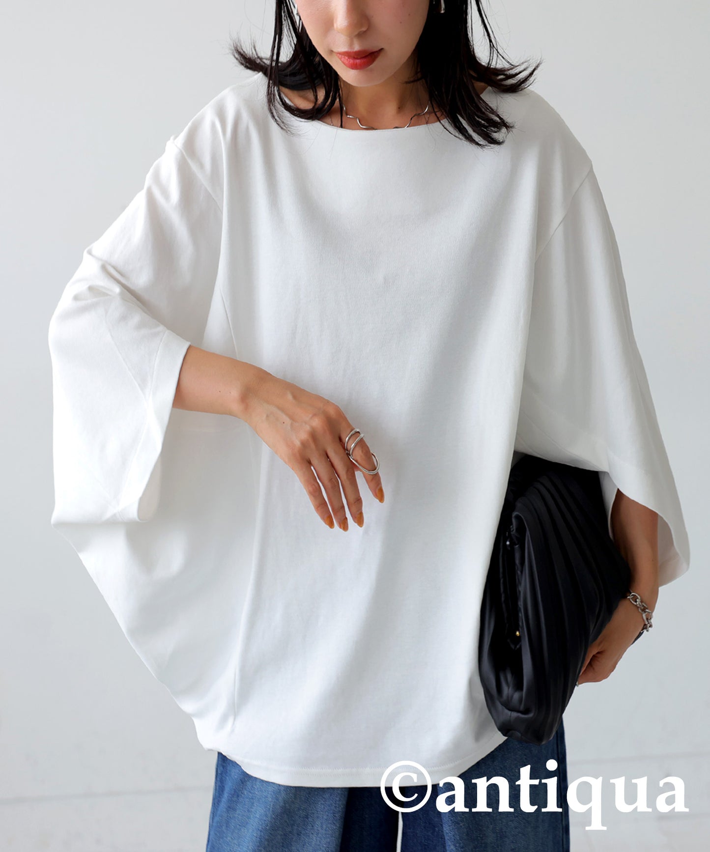 100%Cotton Boat Neck Dolman Tops Ladies