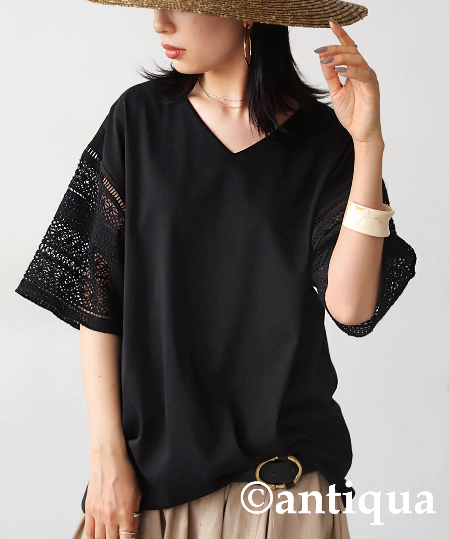 Cotton lace T-shirt Ladies