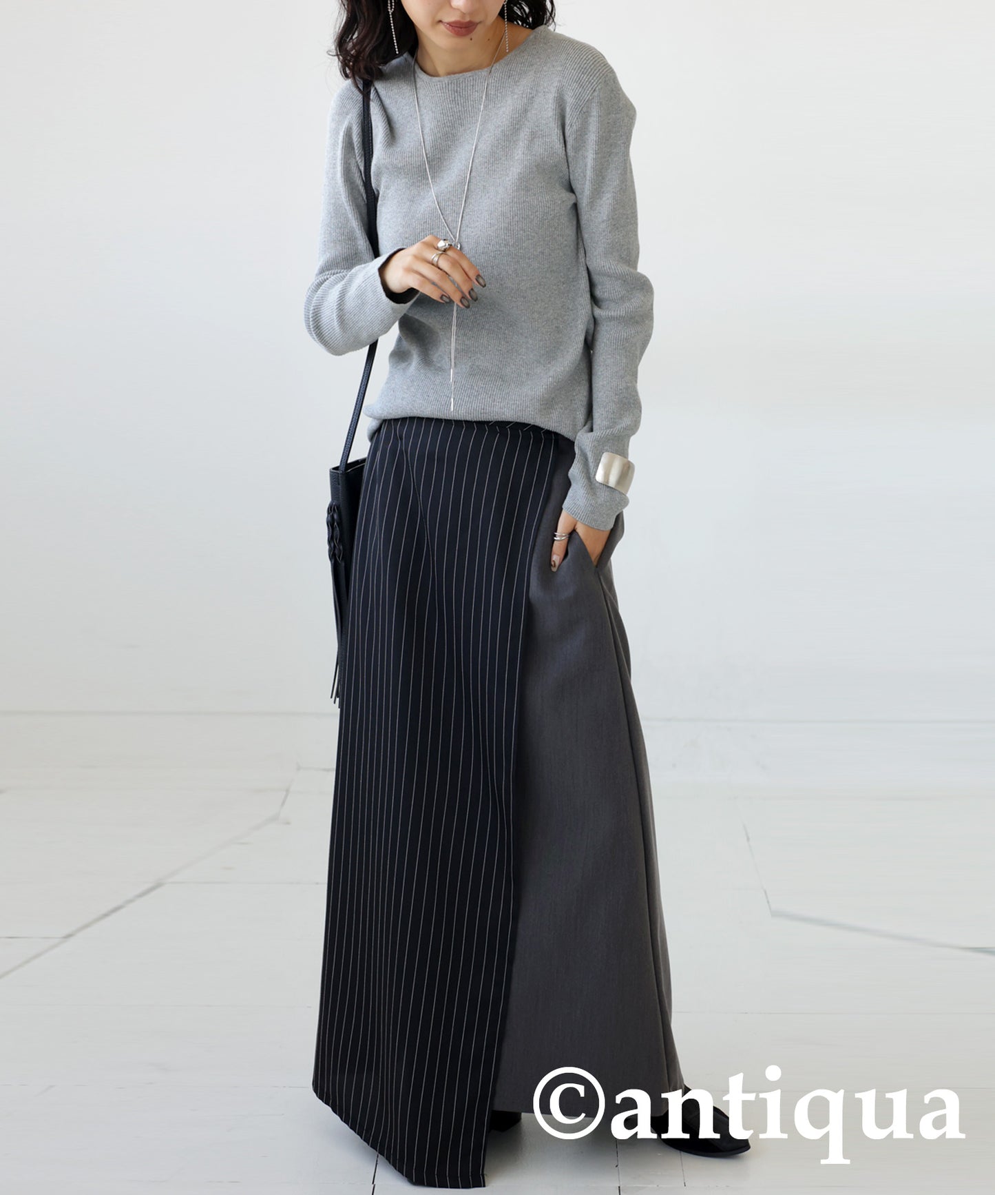 Crew neck rib knit Ladies