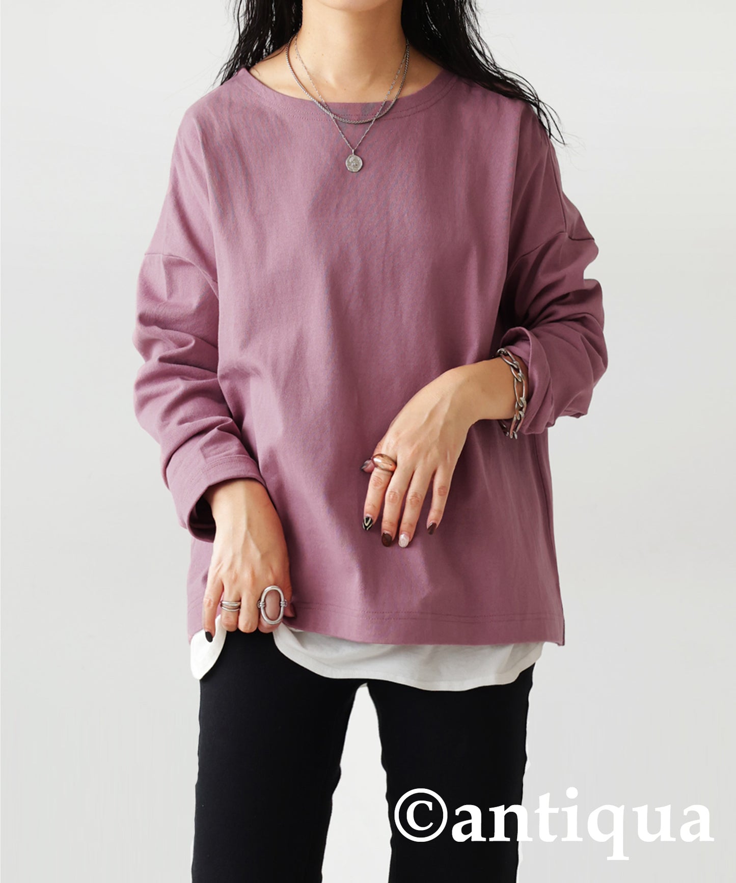 Ladies Long Sleeve T-shirt cotton 100% Basque fabric　