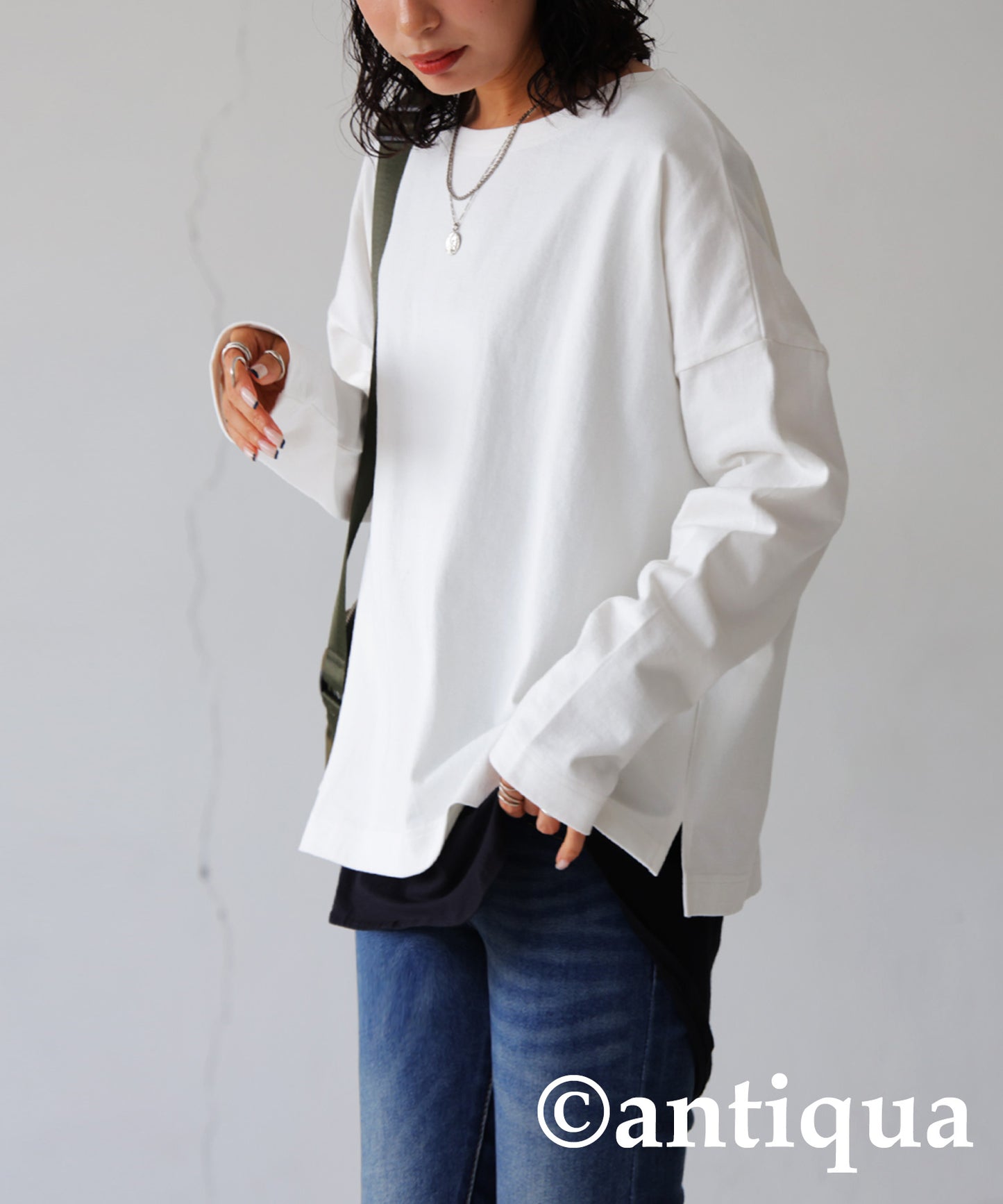 Ladies Long Sleeve T-shirt cotton 100% Basque fabric　