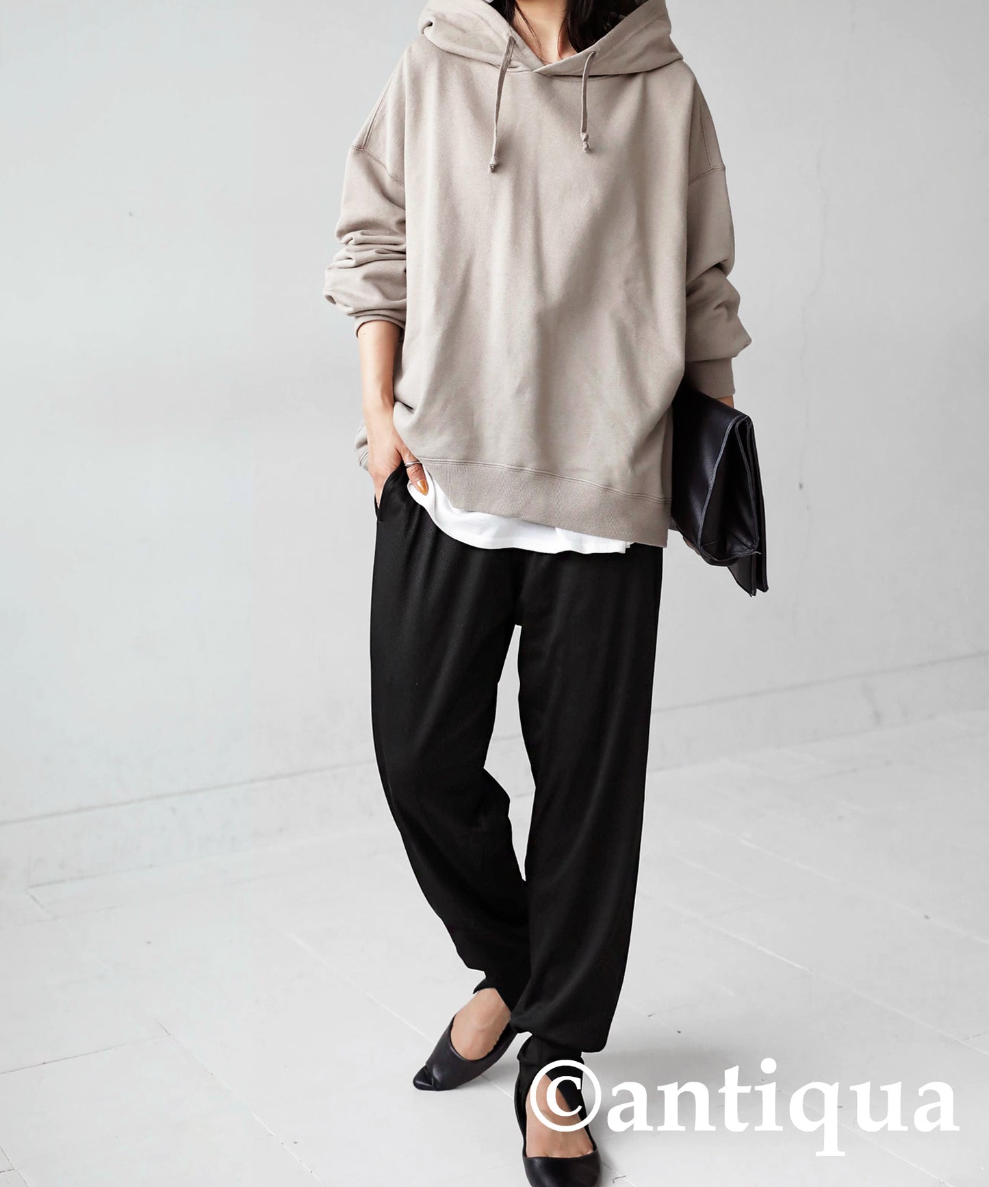 Hem slit rib pants Ladies