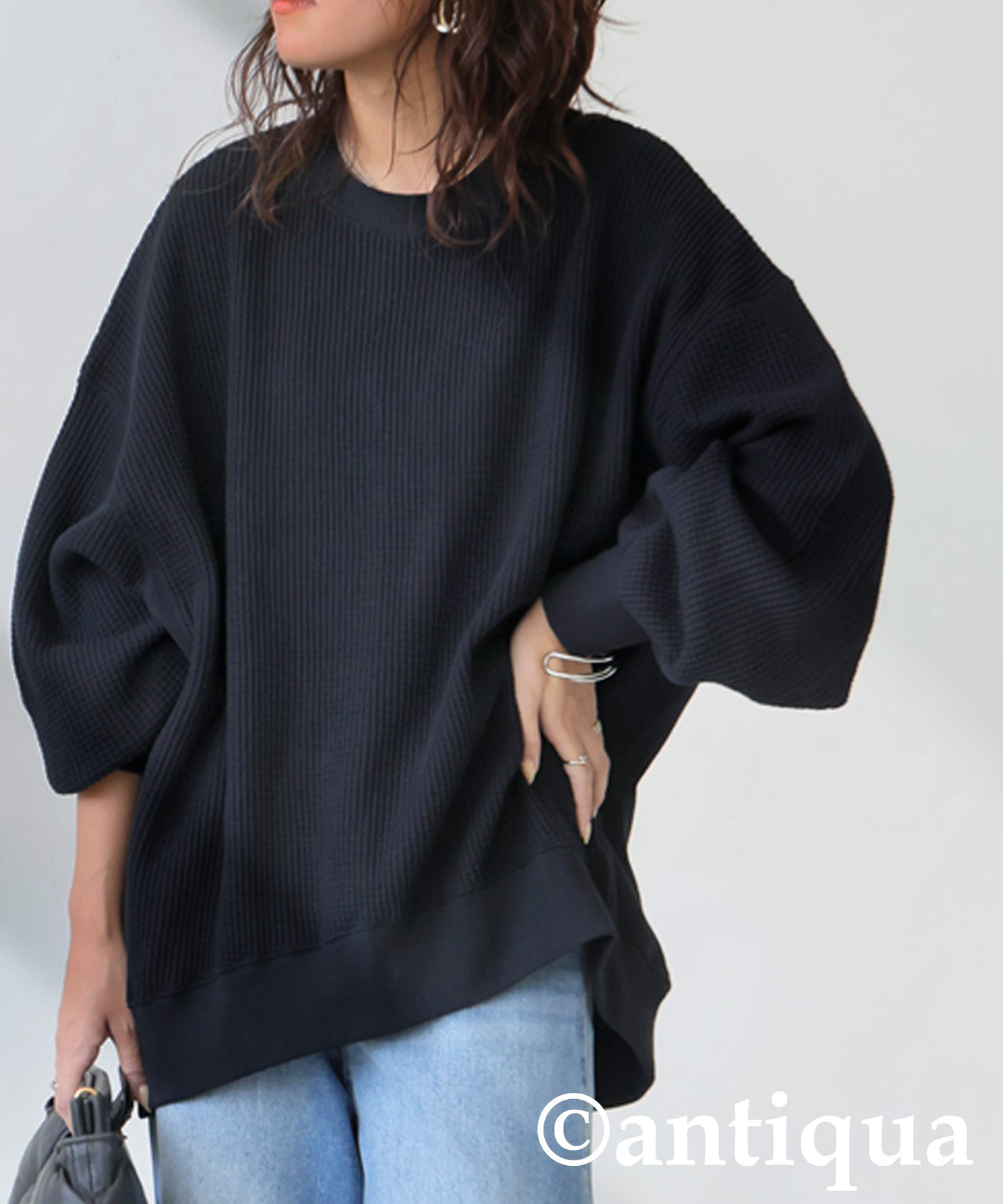 ONI-Waffle Side Rib Pullover Ladies