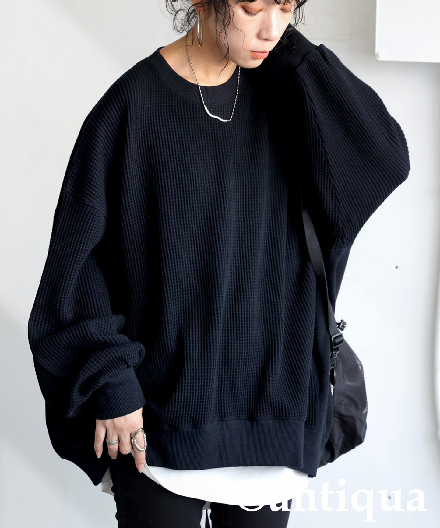 ONI-Waffle Side Rib Pullover Ladies