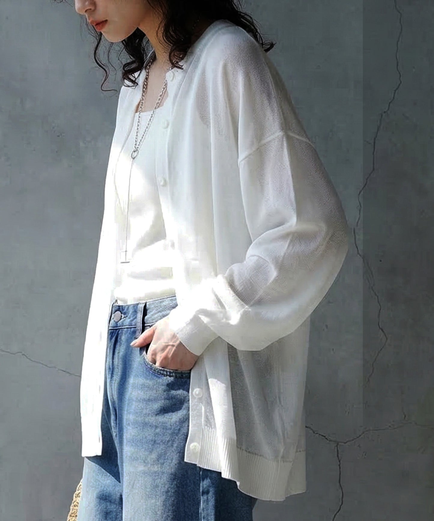 Sheer Knit Cardigan Ladies