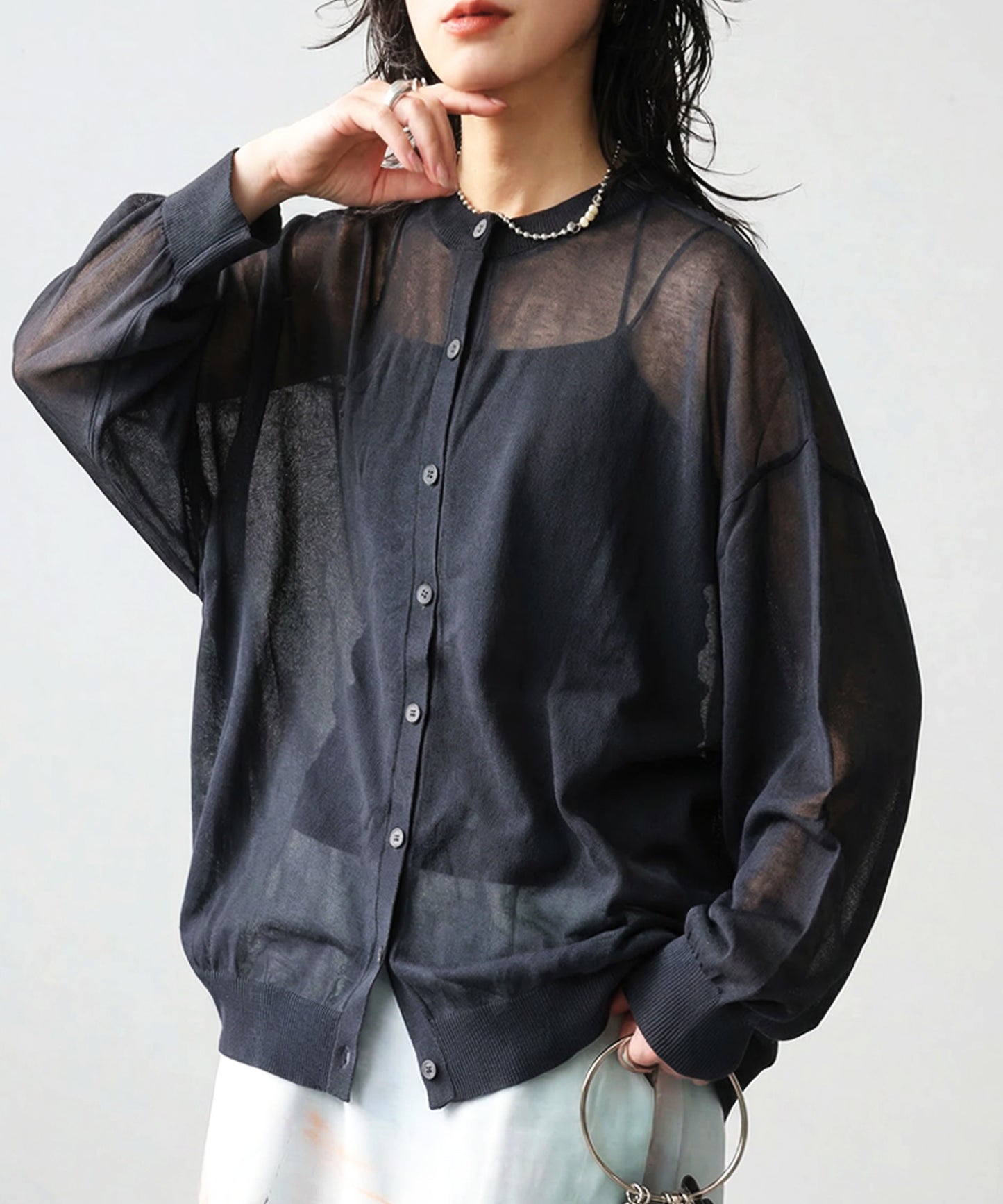 Sheer Knit Cardigan Ladies
