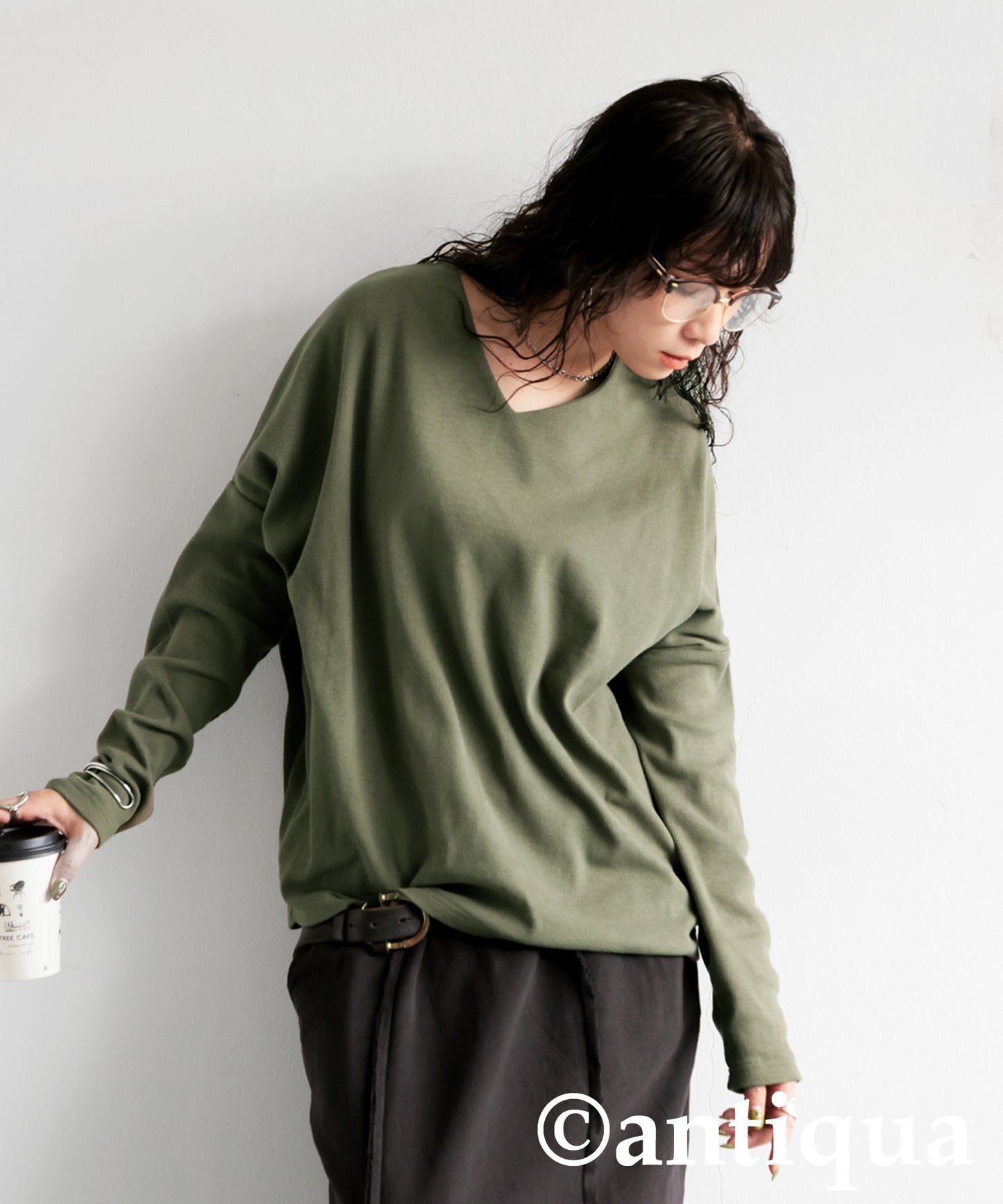 Cocoon Rib Tops Long Sleeve Ladies
