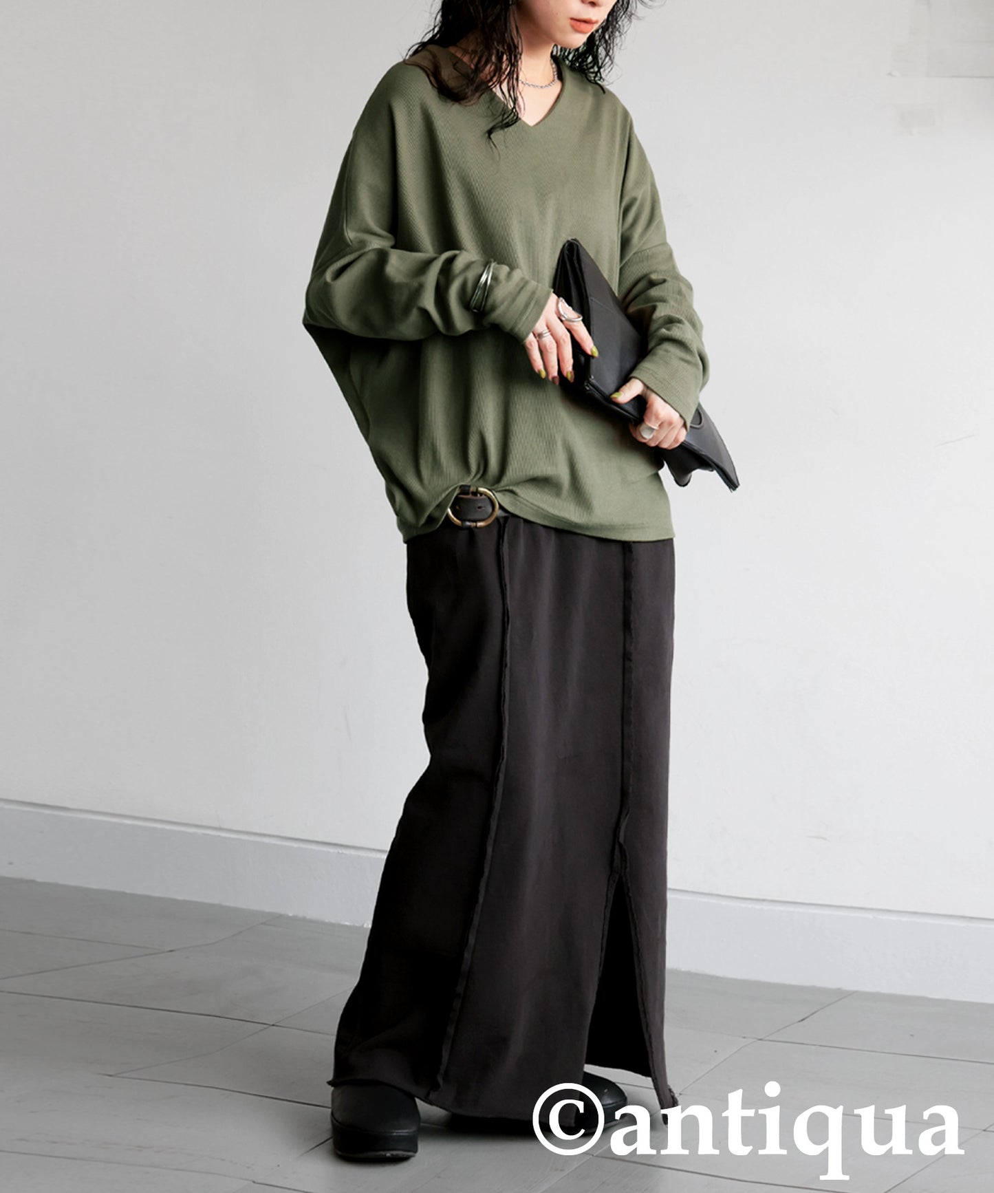 Cocoon Rib Tops Long Sleeve Ladies
