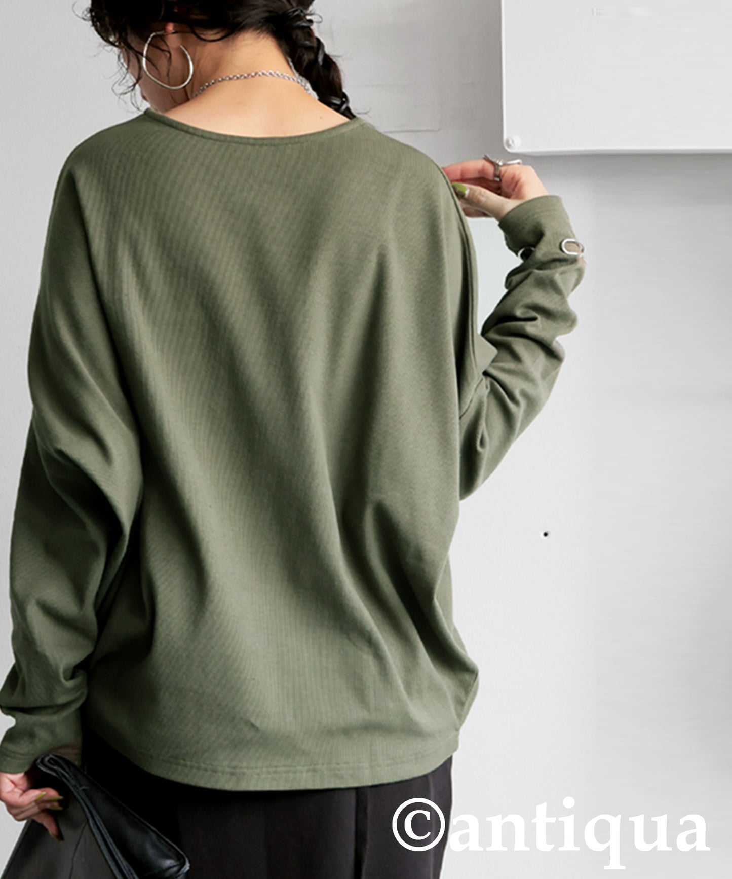 Cocoon Rib Tops Long Sleeve Ladies