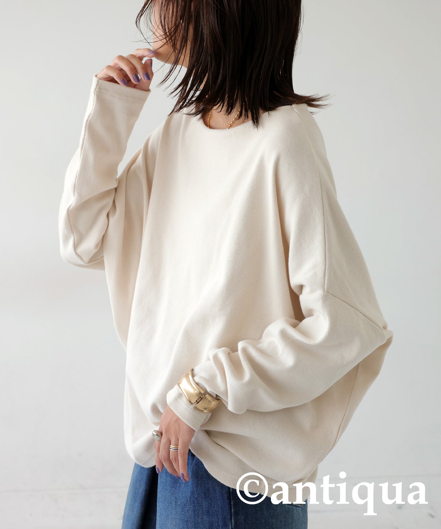 Cocoon Rib Tops Long Sleeve Ladies