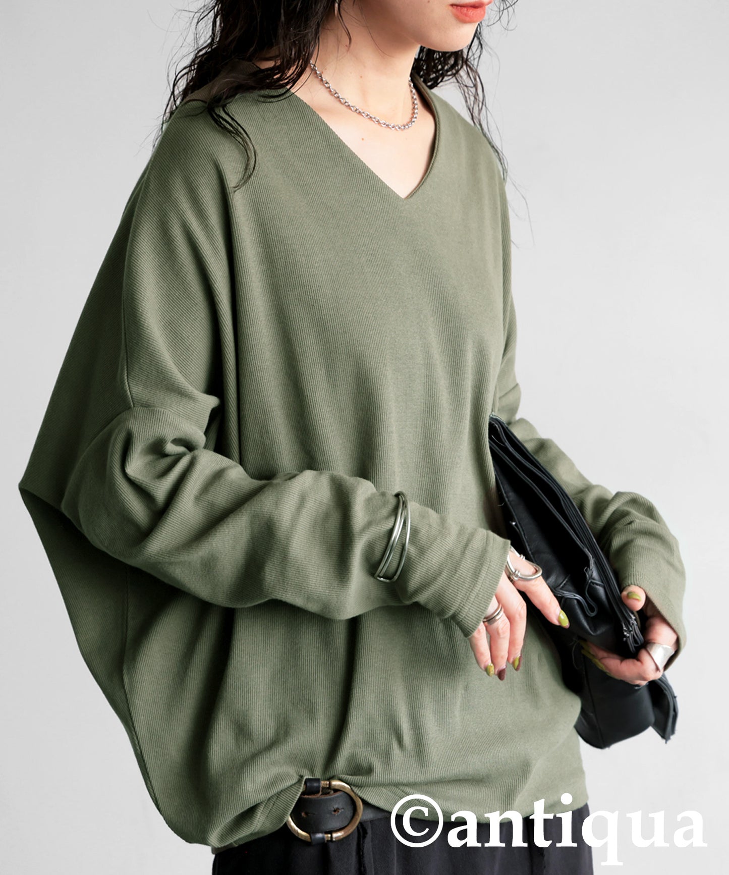Cocoon Rib Tops Long Sleeve Ladies