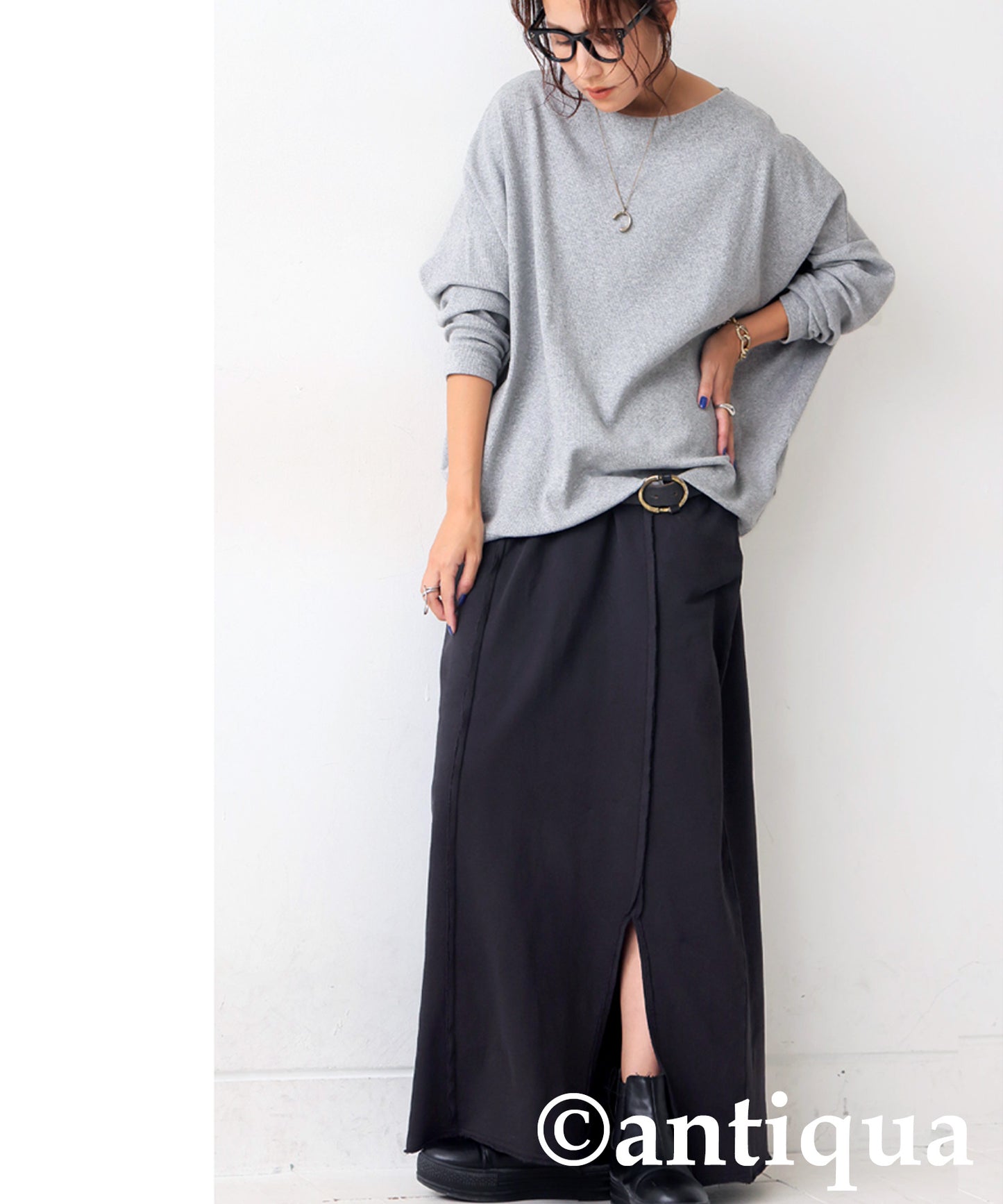 Cocoon Rib Tops Long Sleeve Ladies