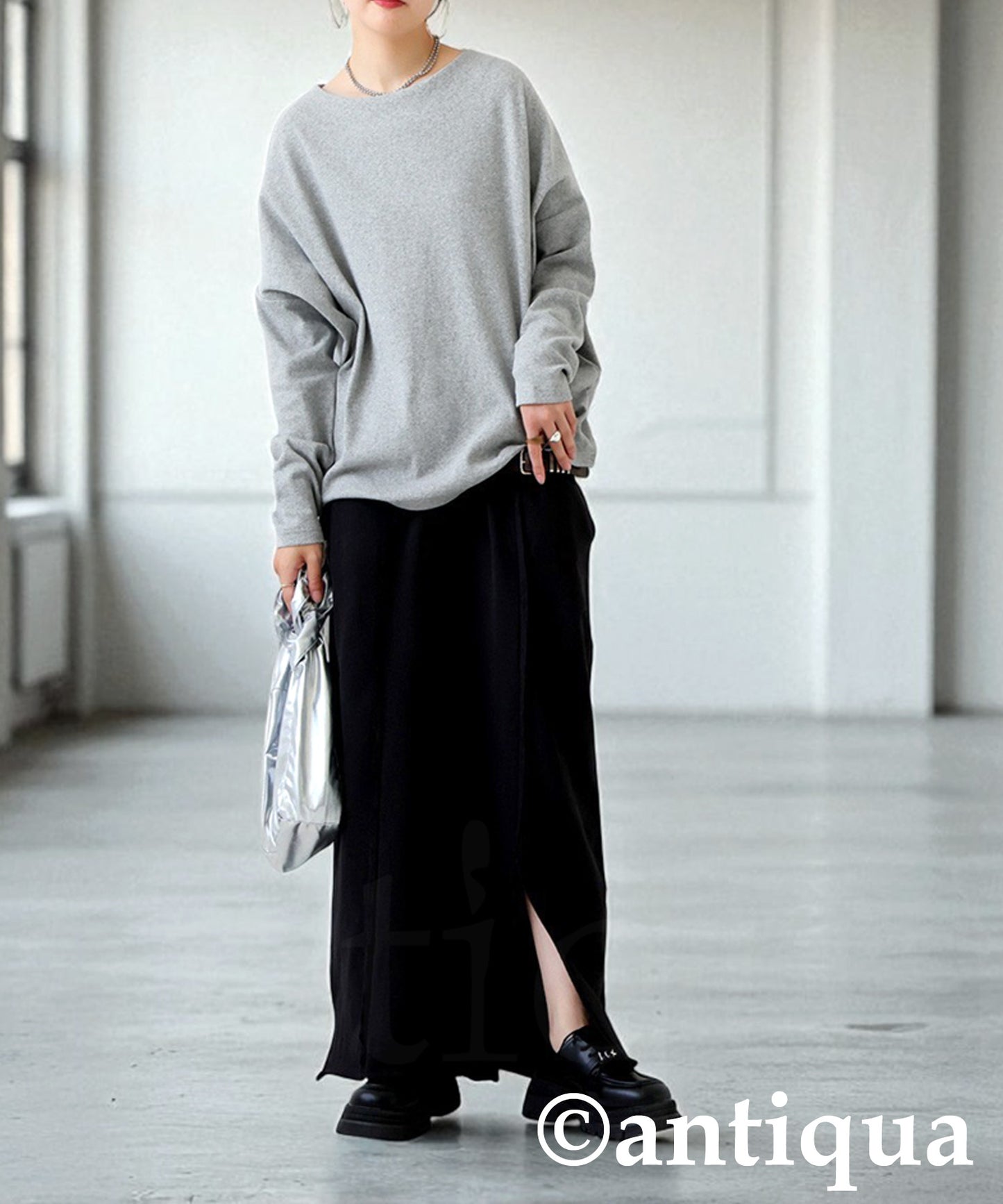 Cocoon Rib Tops Long Sleeve Ladies