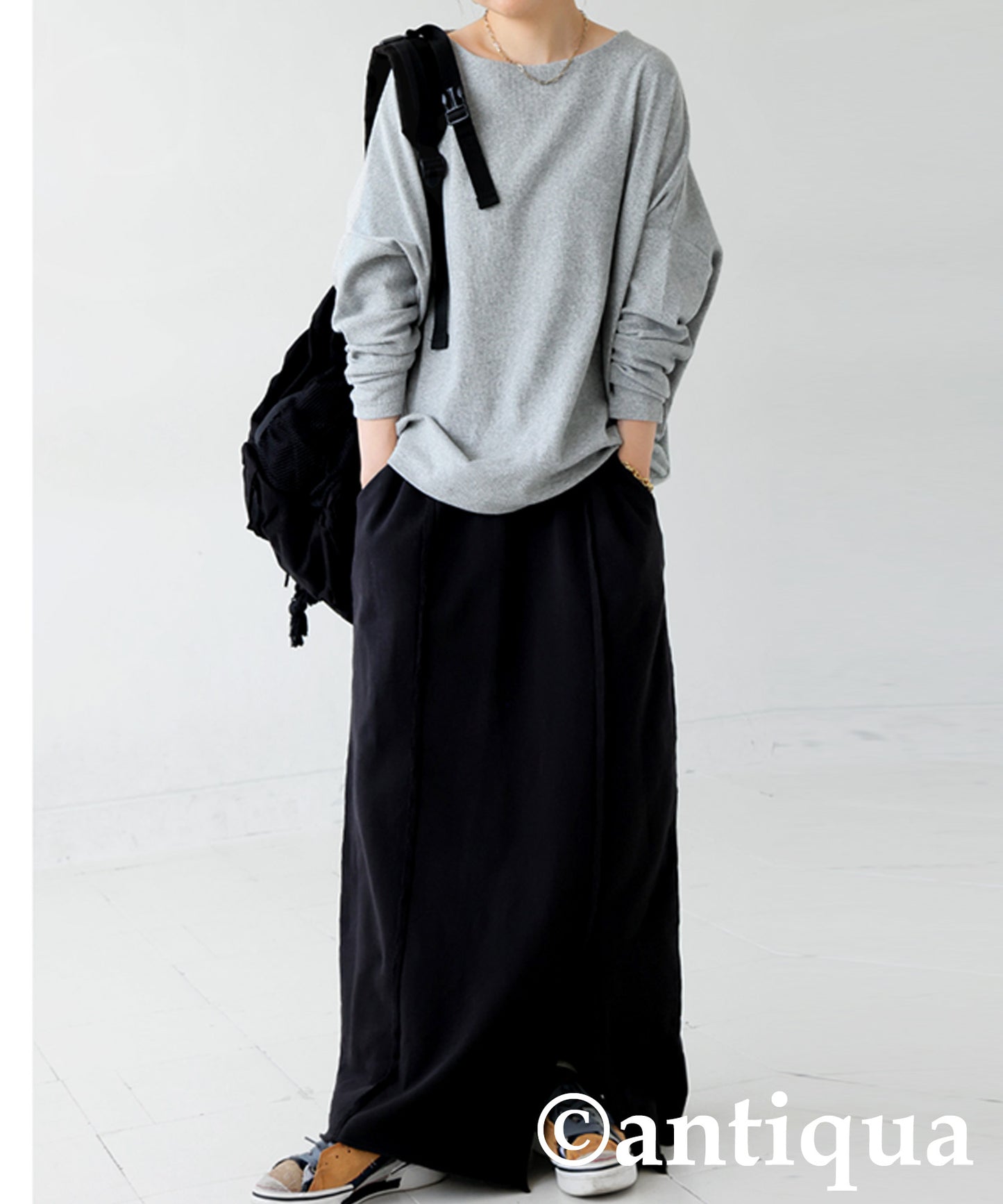 Cocoon Rib Tops Long Sleeve Ladies