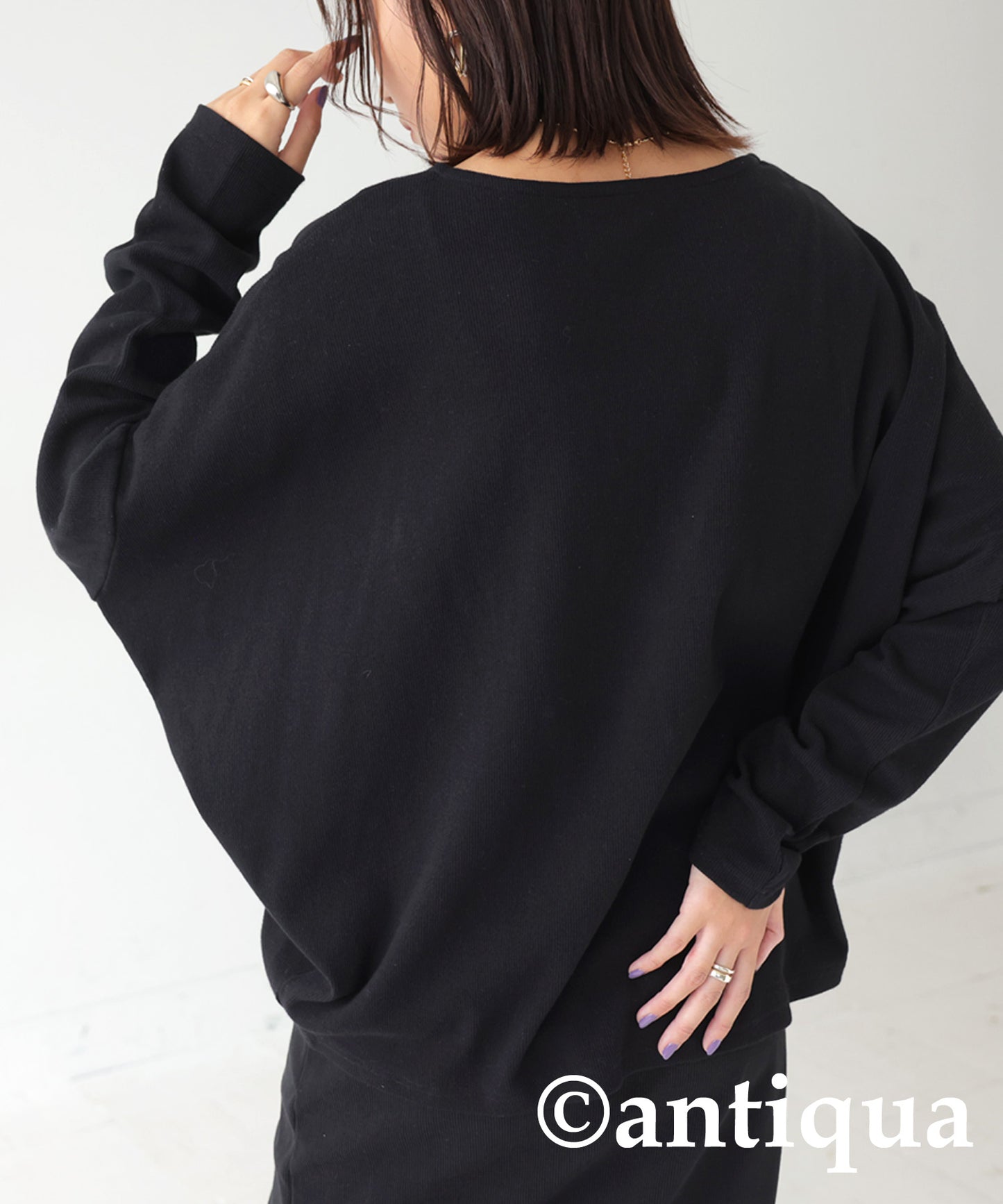 Cocoon Rib Tops Long Sleeve Ladies