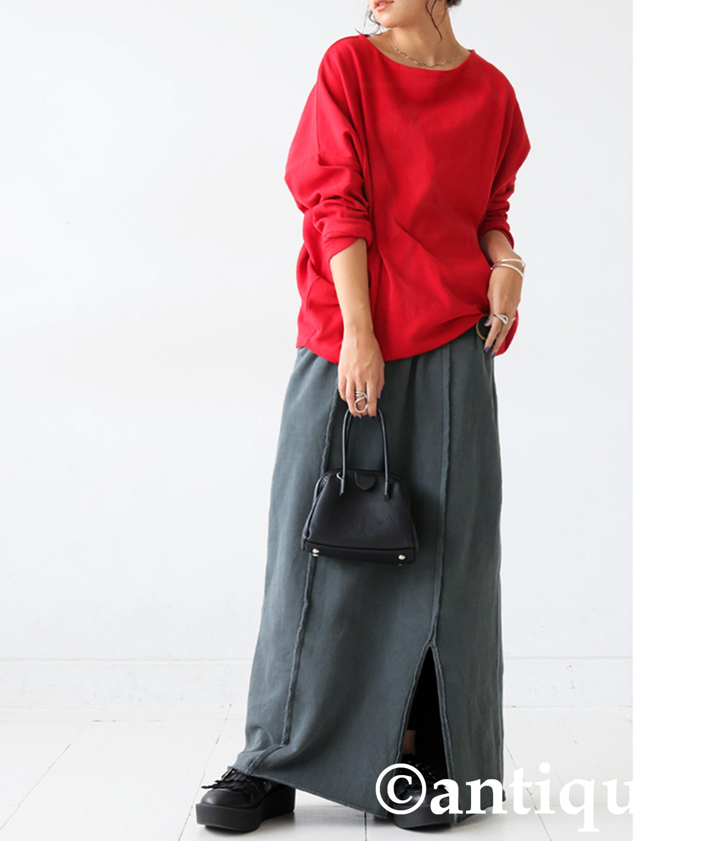 Cocoon Rib Tops Long Sleeve Ladies