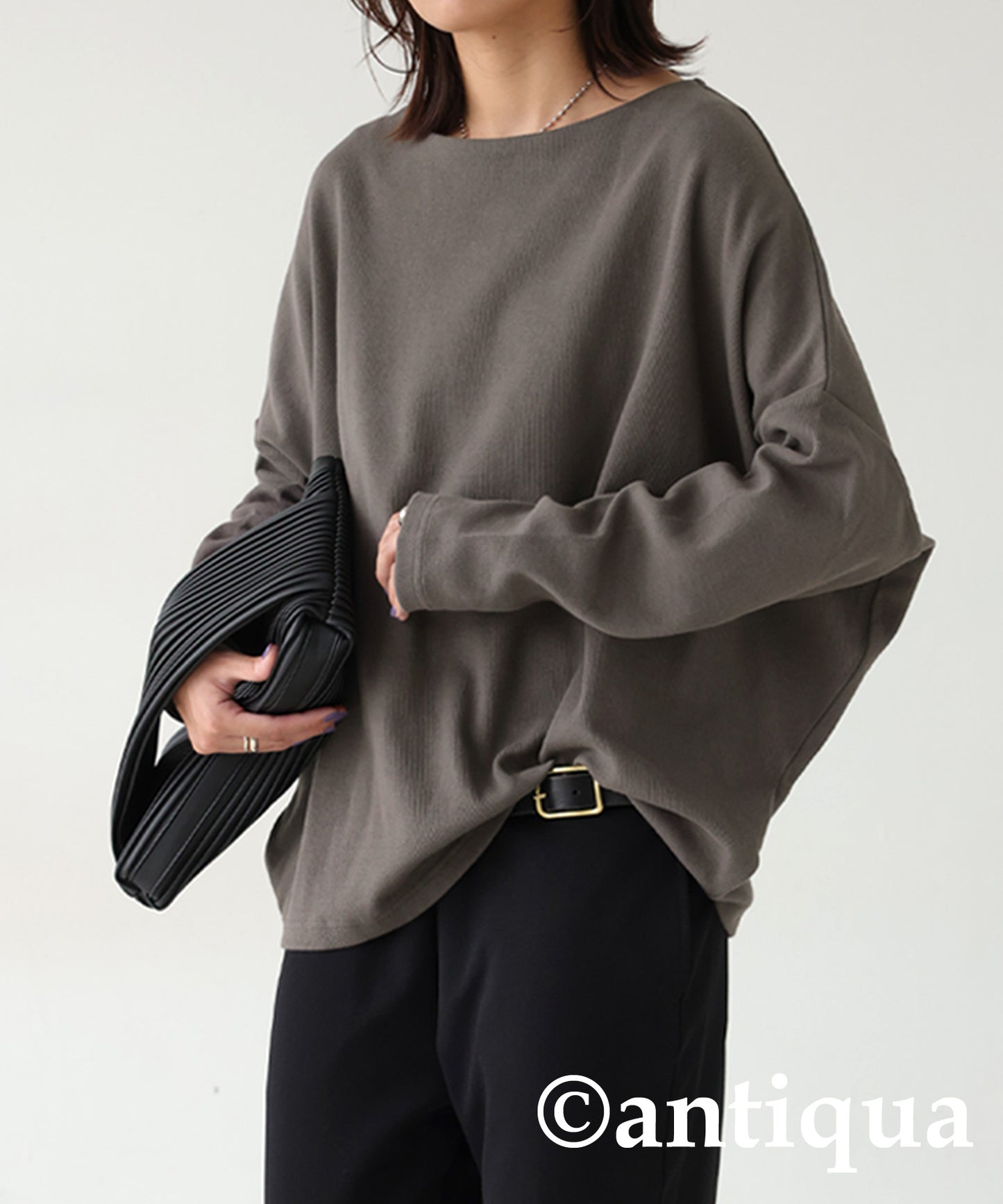 Cocoon Rib Tops Long Sleeve Ladies