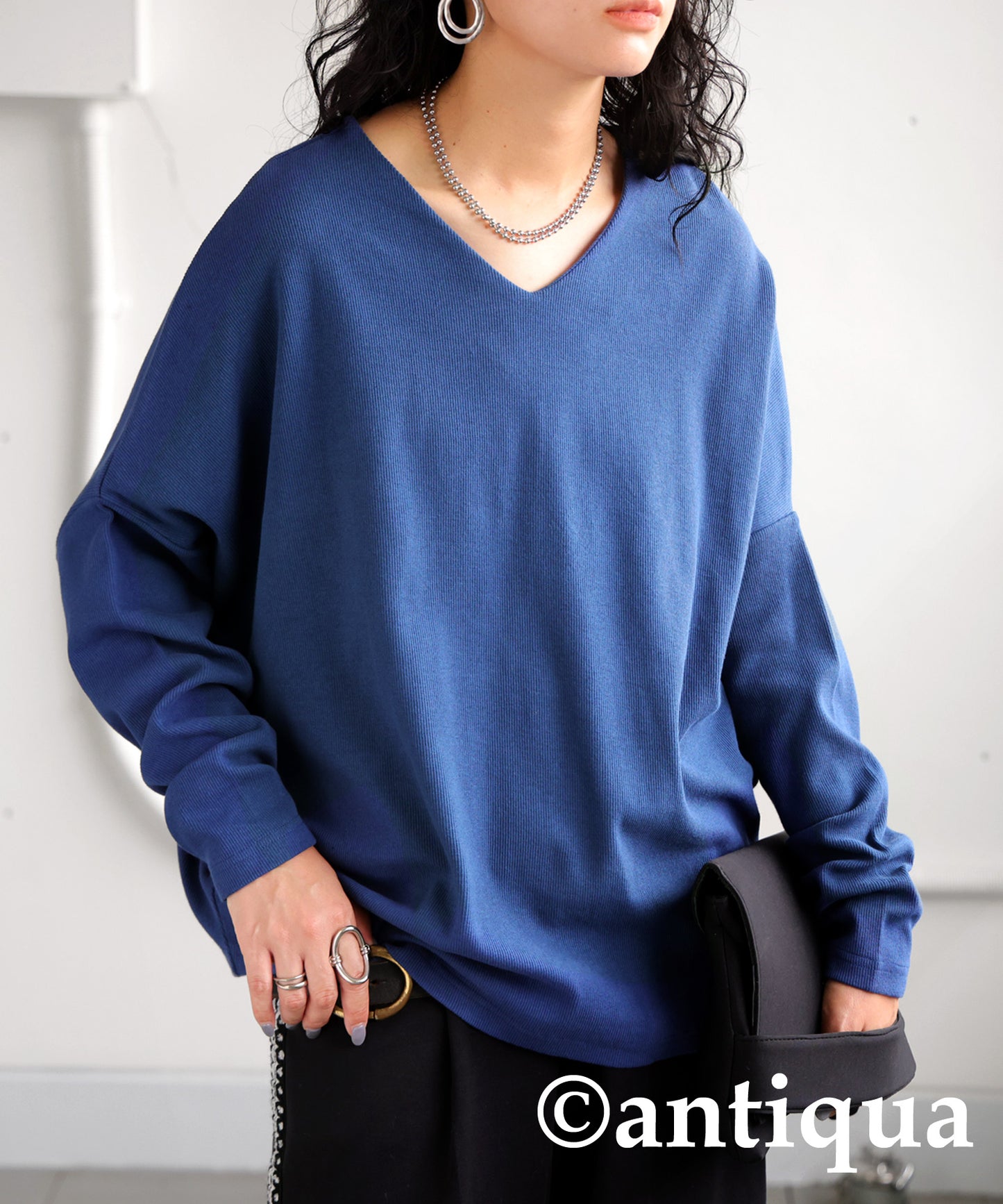 Cocoon Rib Tops Long Sleeve Ladies