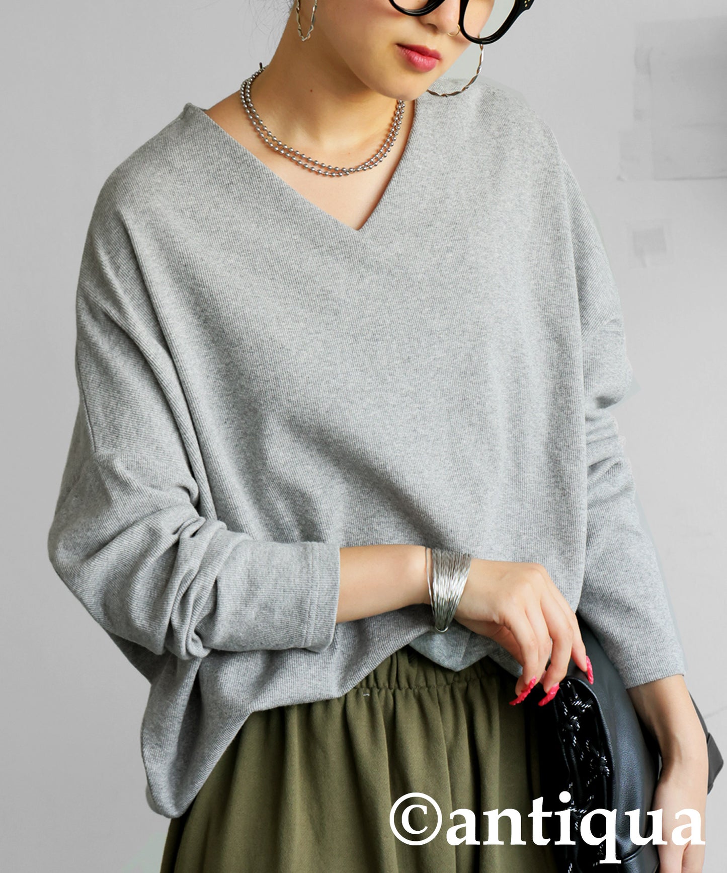 Cocoon Rib Tops Long Sleeve Ladies