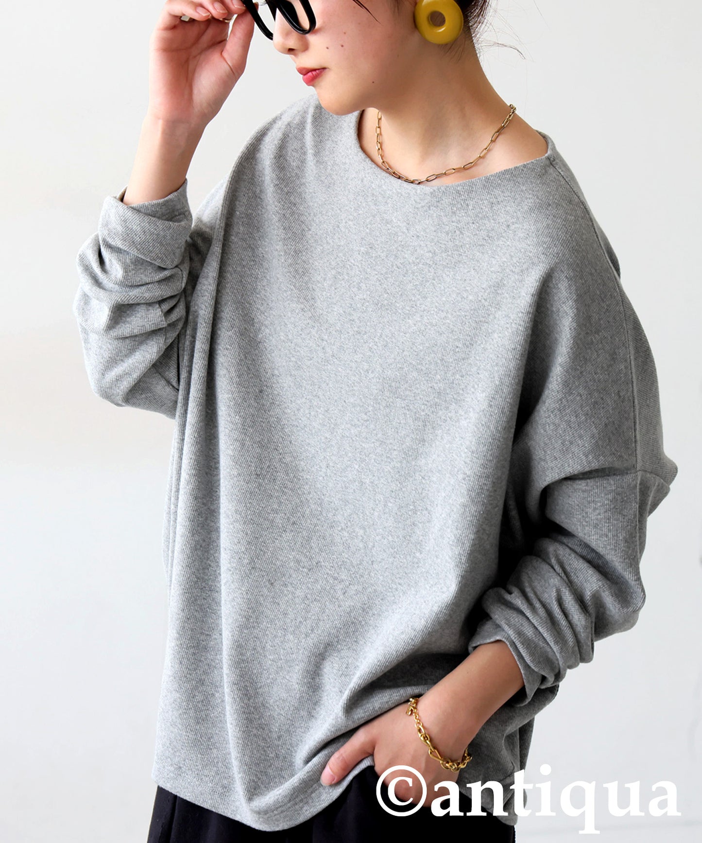 Cocoon Rib Tops Long Sleeve Ladies