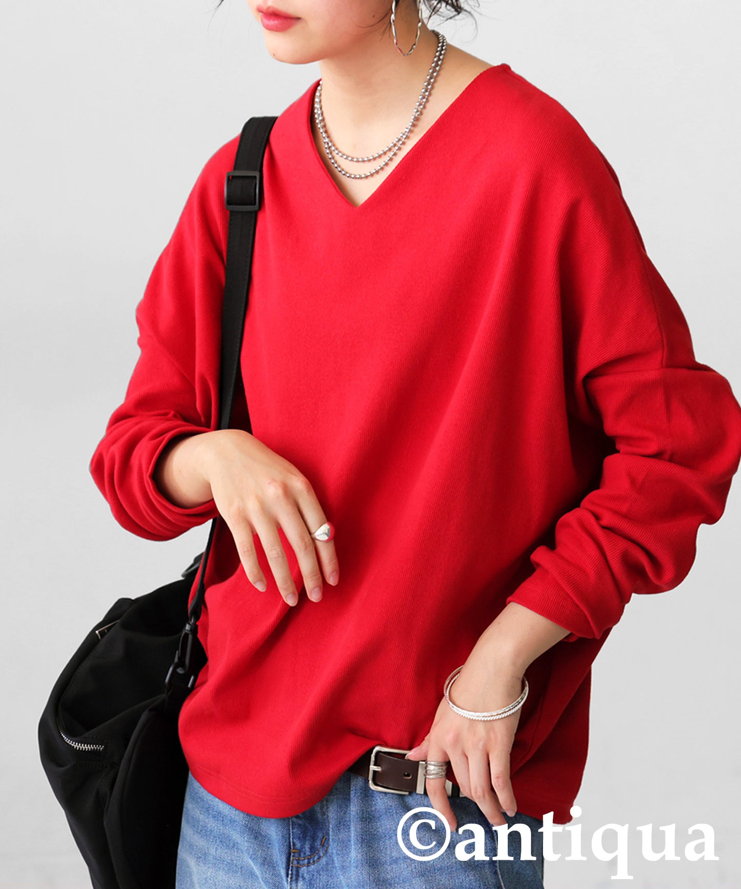Cocoon Rib Tops Long Sleeve Ladies