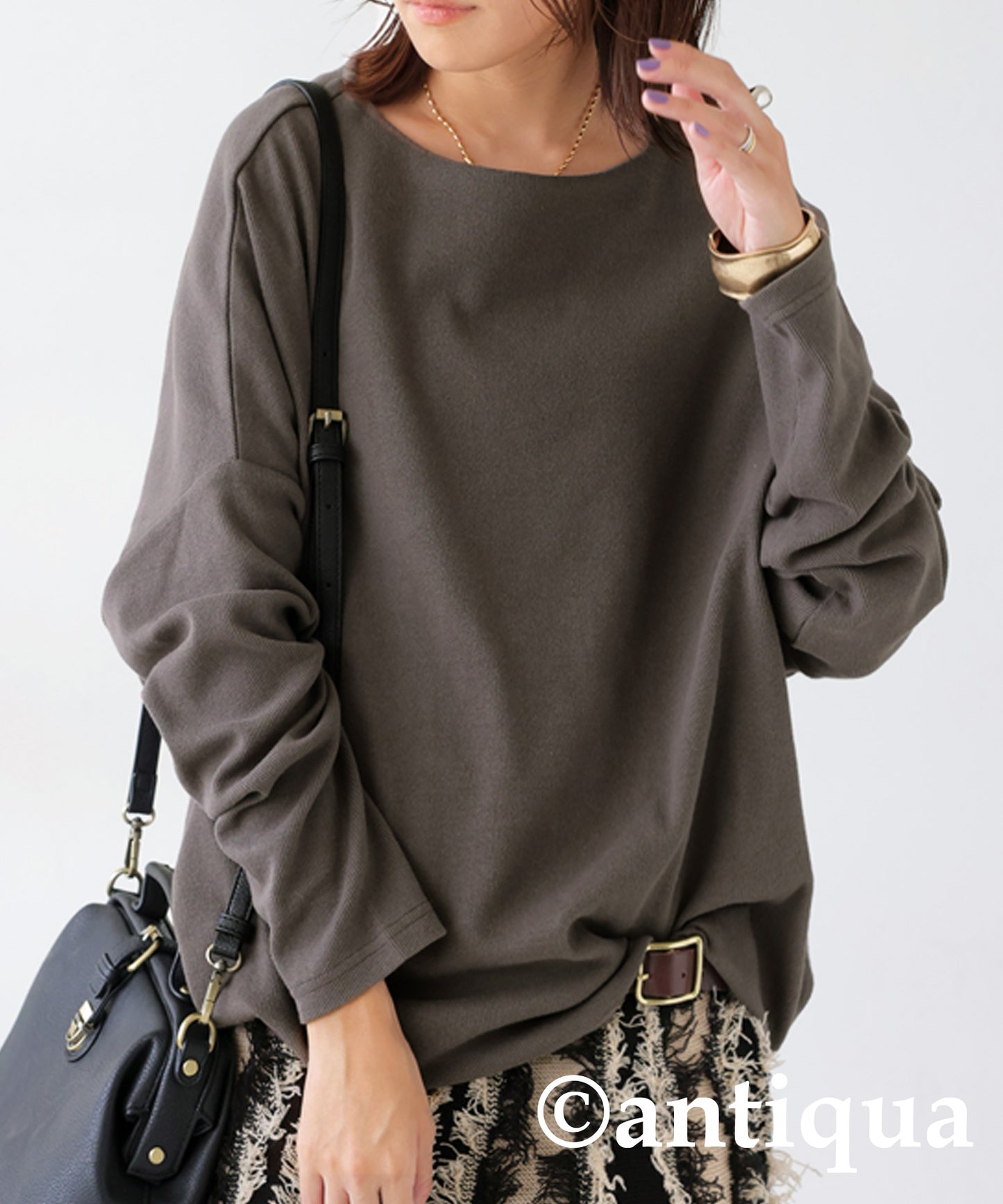 Cocoon Rib Tops Long Sleeve Ladies