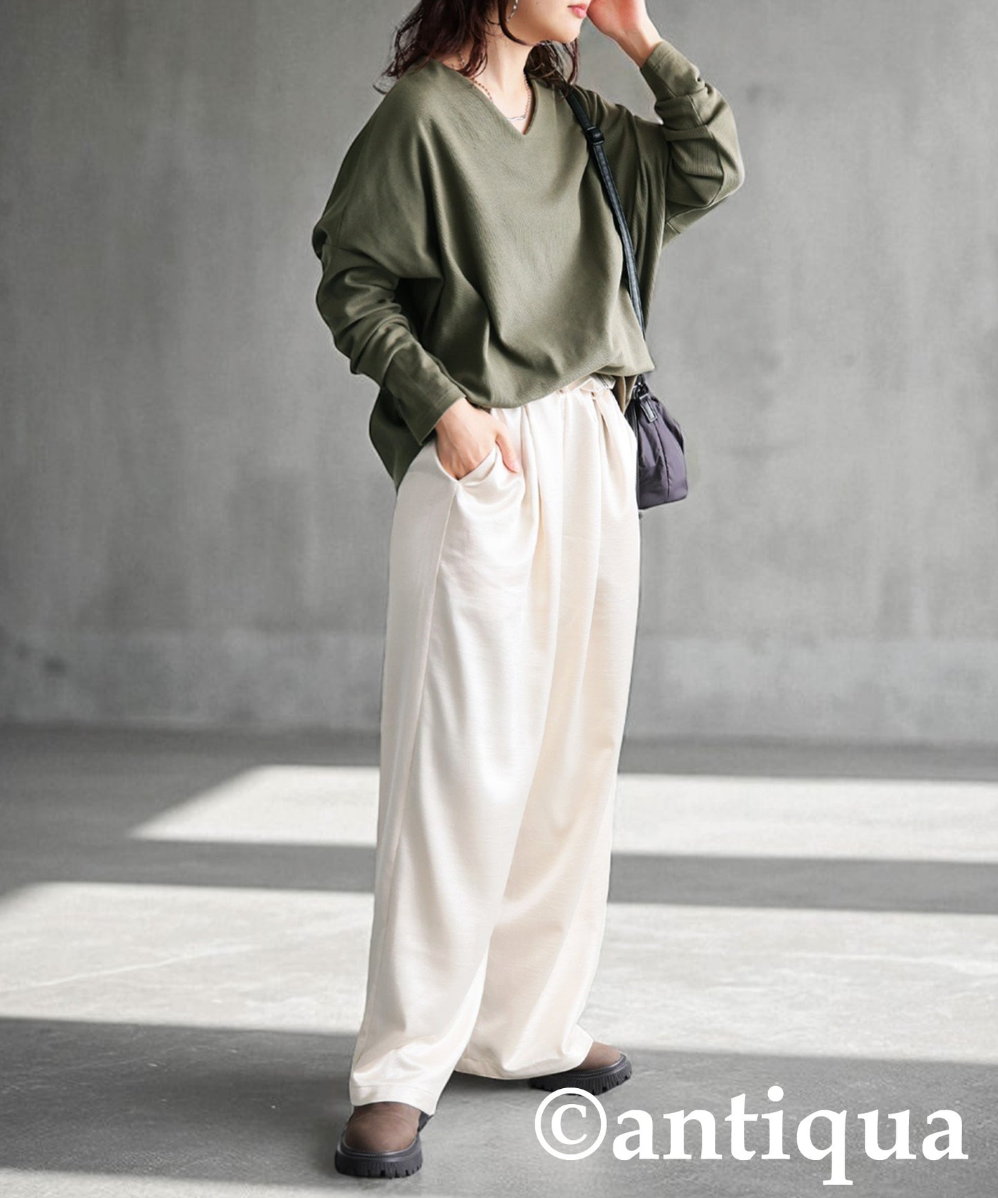 Cocoon Rib Tops Long Sleeve Ladies