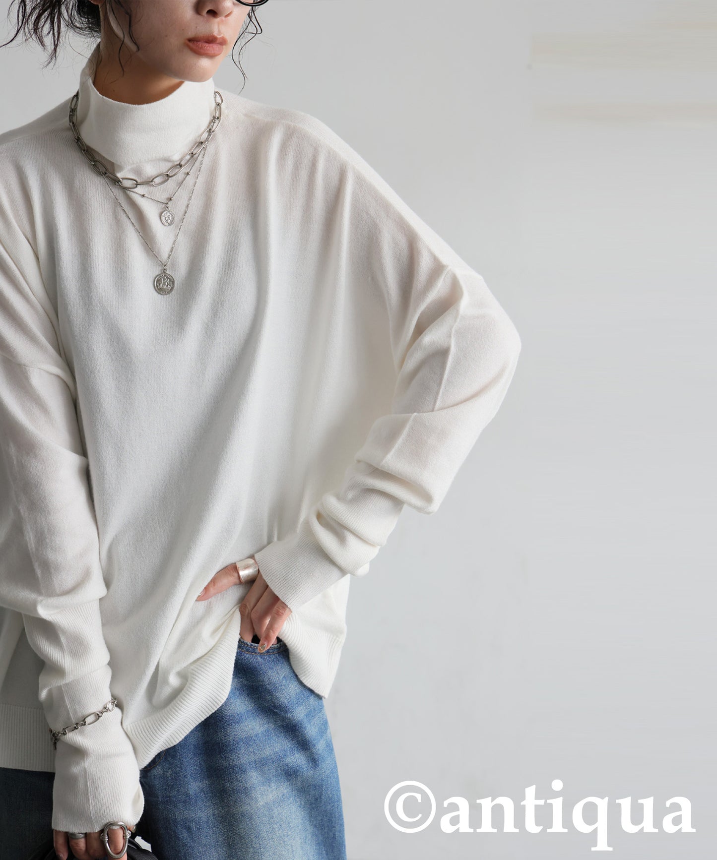 Bottleneck Knit Tops Ladies