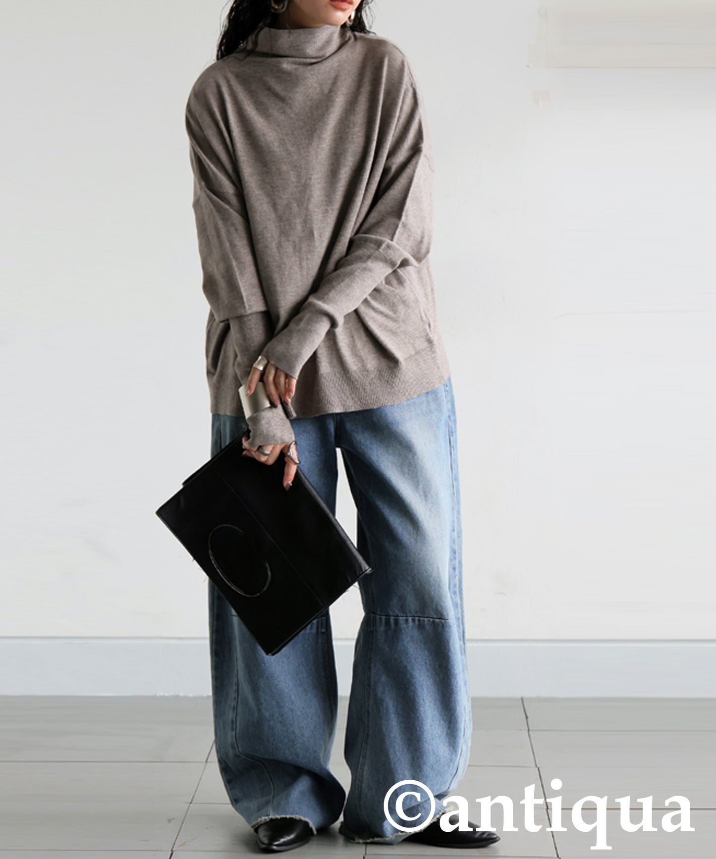 Bottleneck Knit Tops Ladies