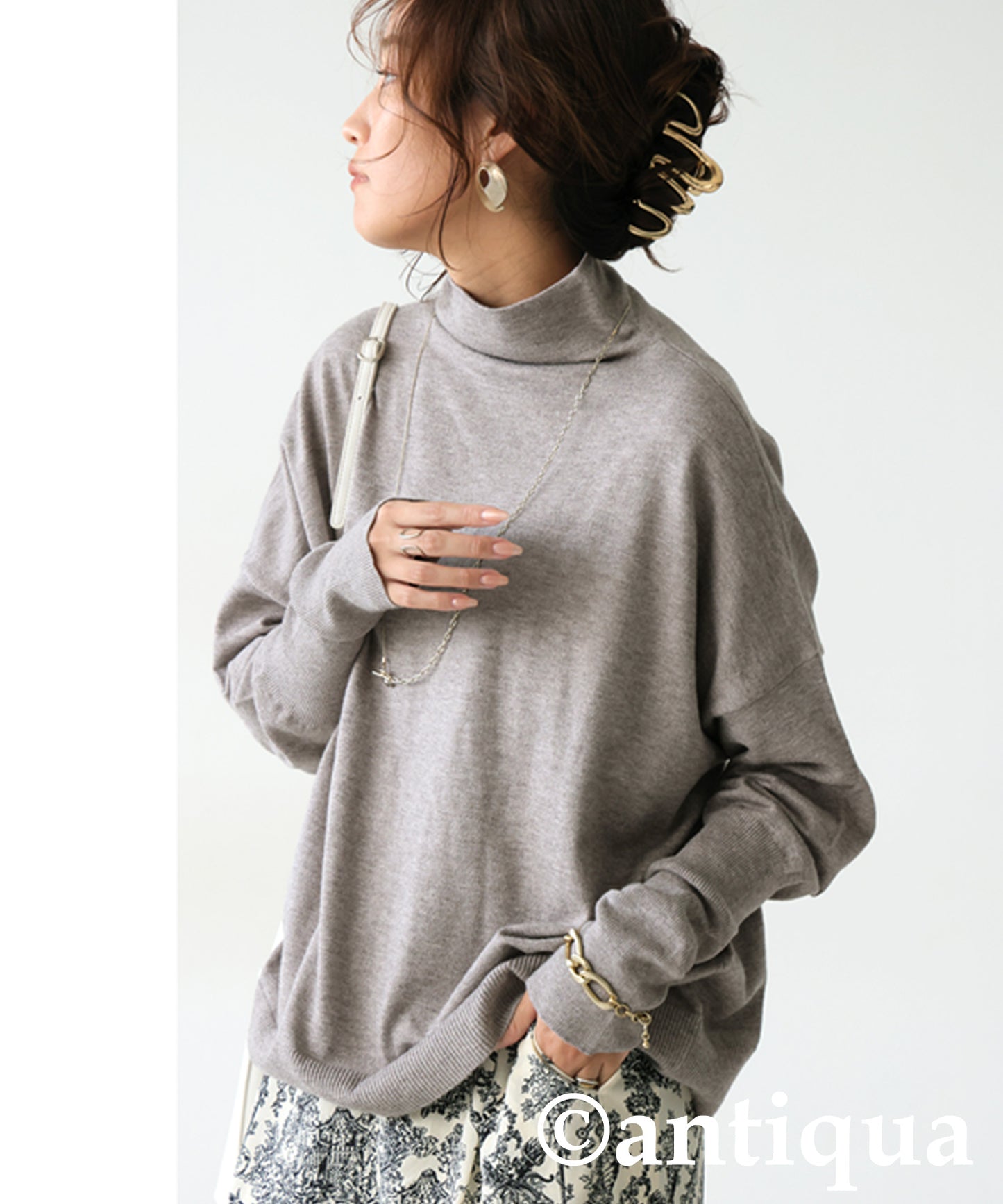 Bottleneck Knit Tops Ladies