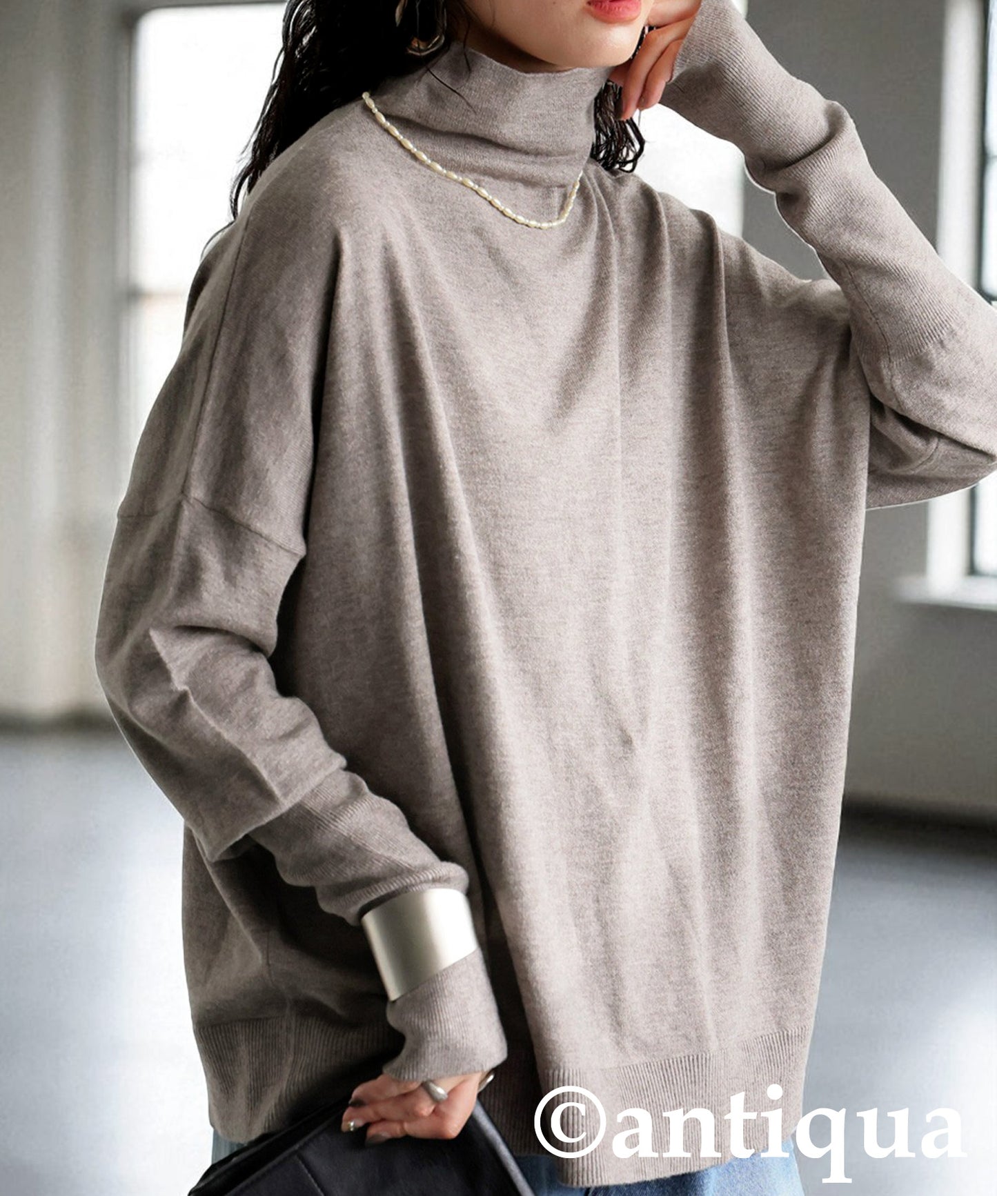 Bottleneck Knit Tops Ladies